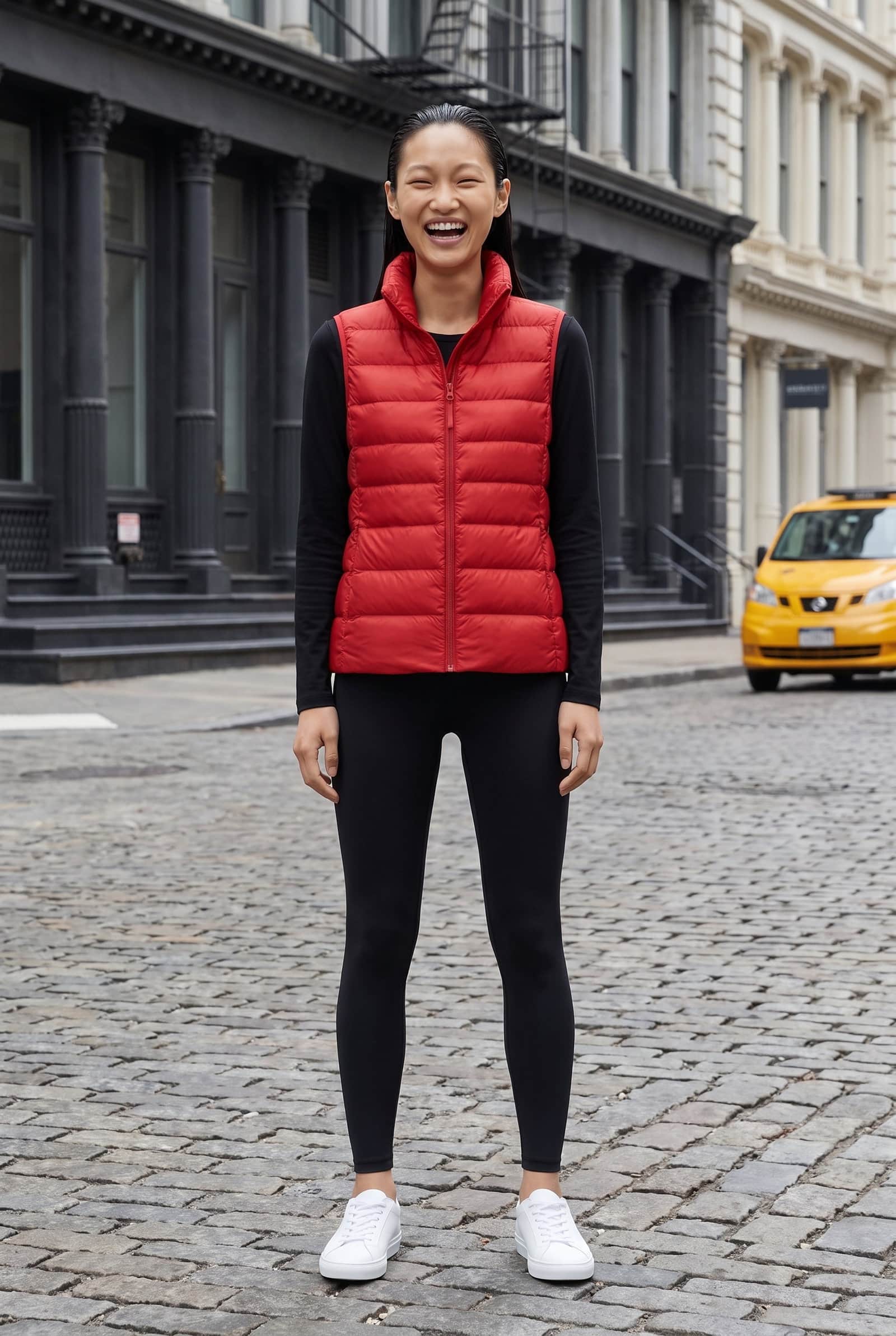 Red quilted vest