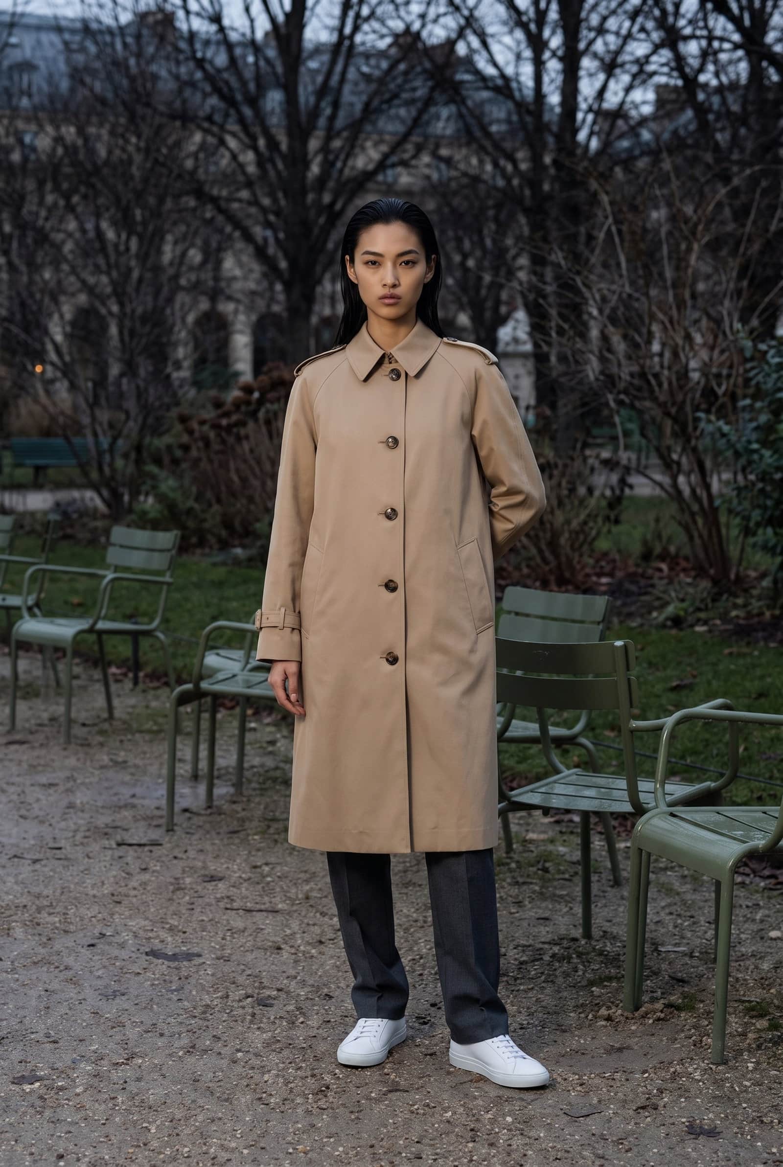 Classic Car Coat with Epaulettes