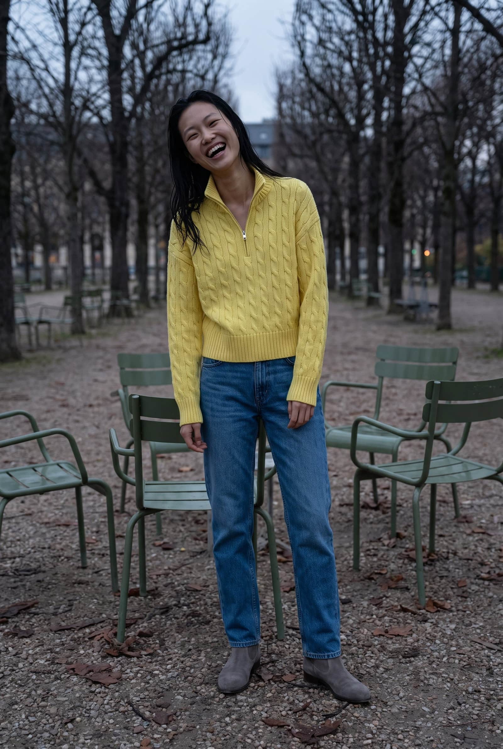 Lemon Yellow Cable Knit Sweater