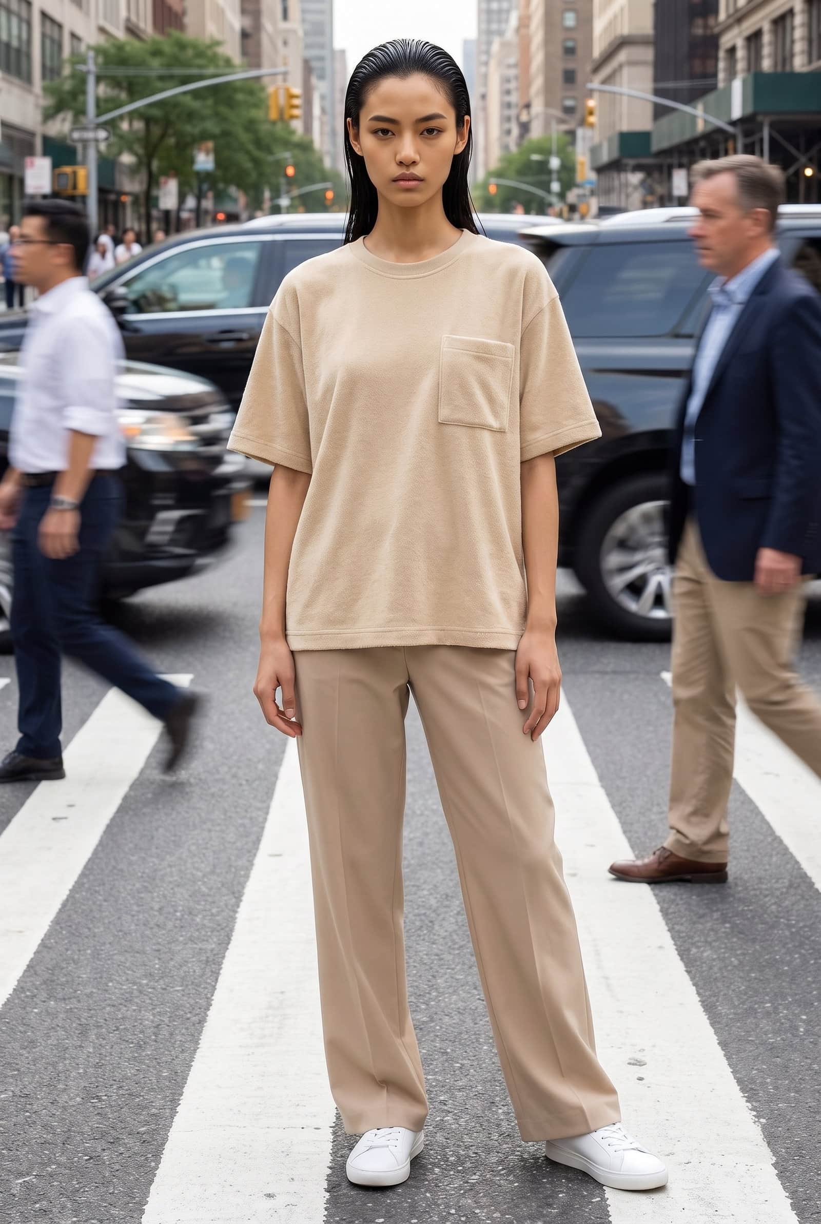 Beige Towelling Pocket Shirt