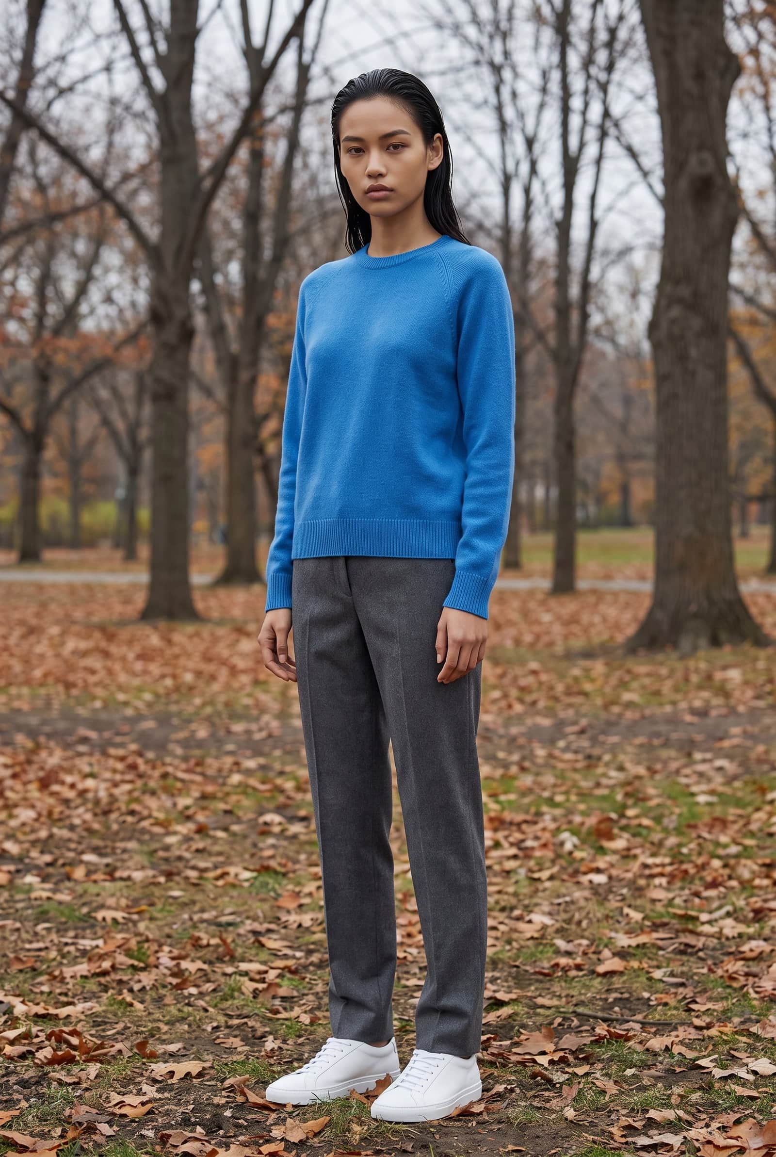 Bright Blue Knit Crewneck Sweater