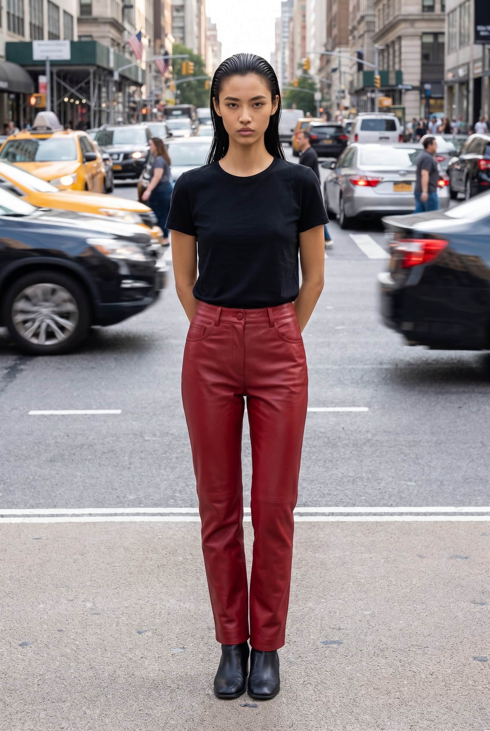 brighter red Leather Pants