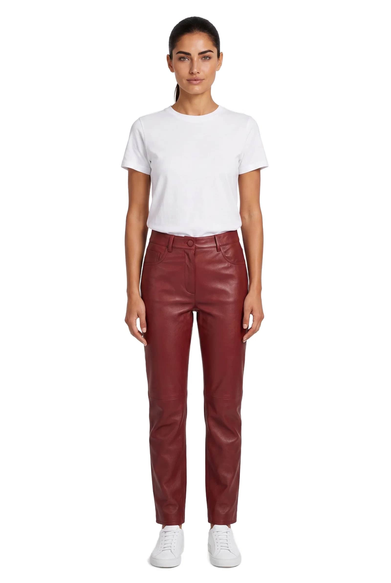brighter red Leather Pants