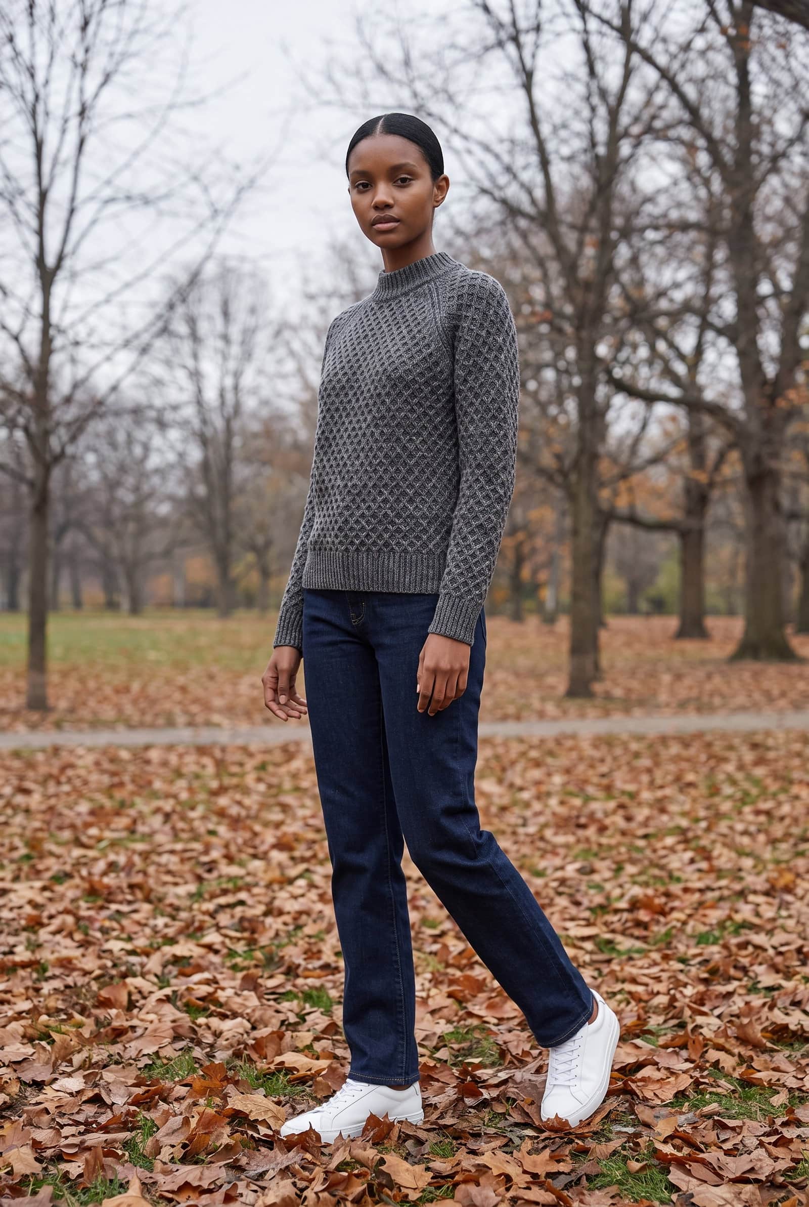 Waffle Knit Mock Neck