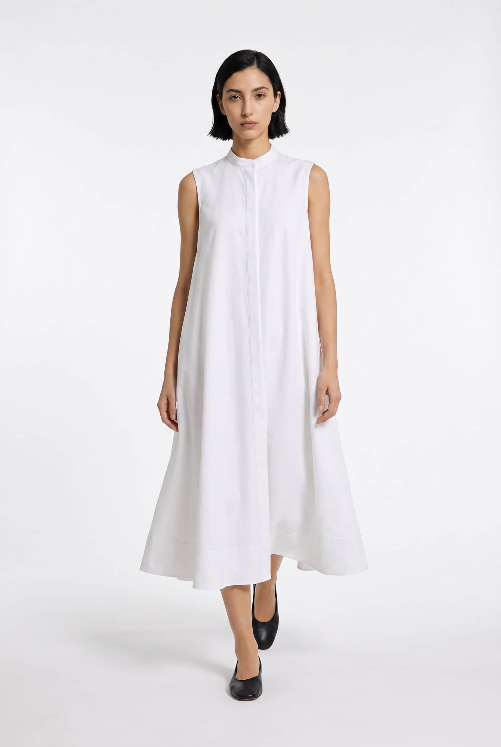 Mandarin Collar Trapeze Dress