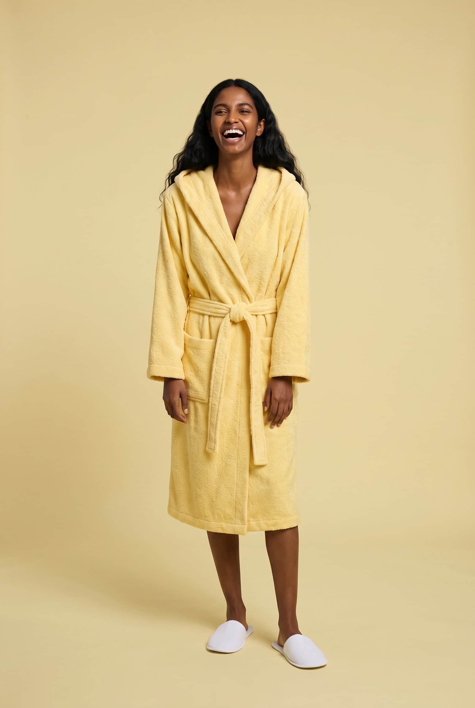 Yellow Towelling Belted Robe
