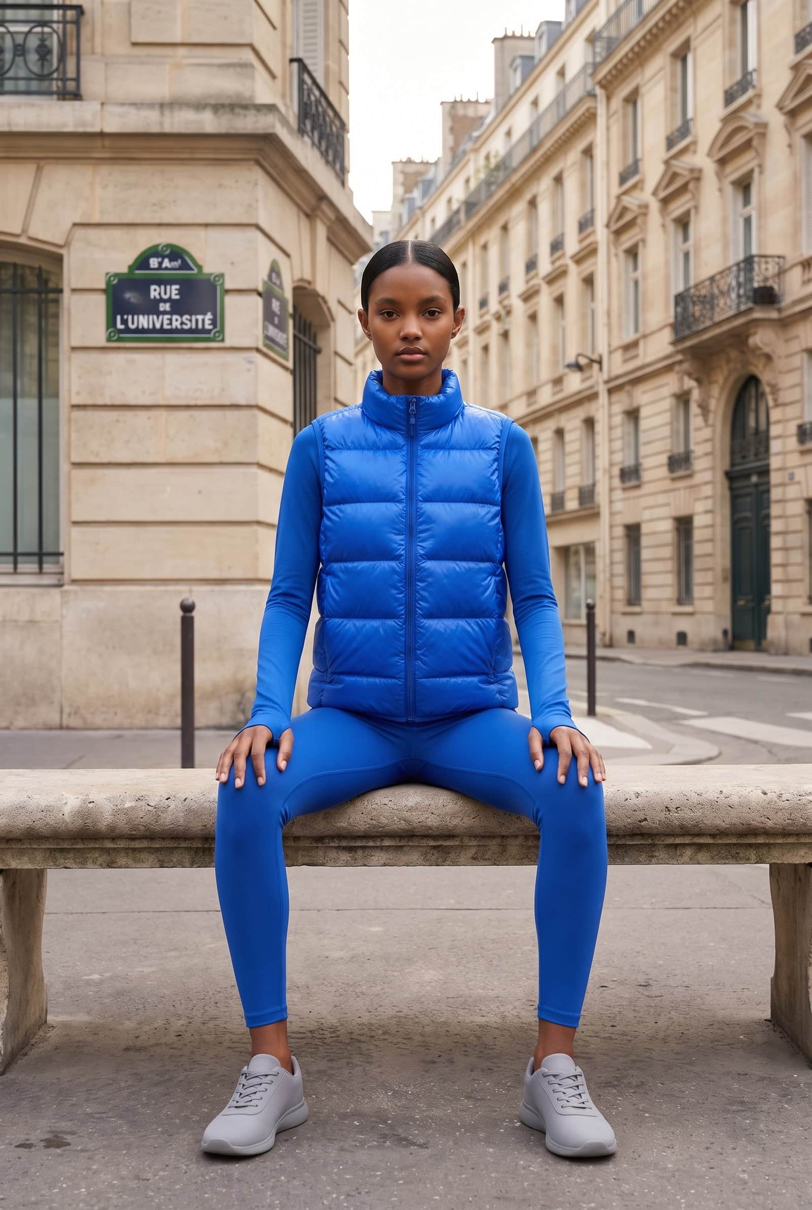 Blue quilted vest