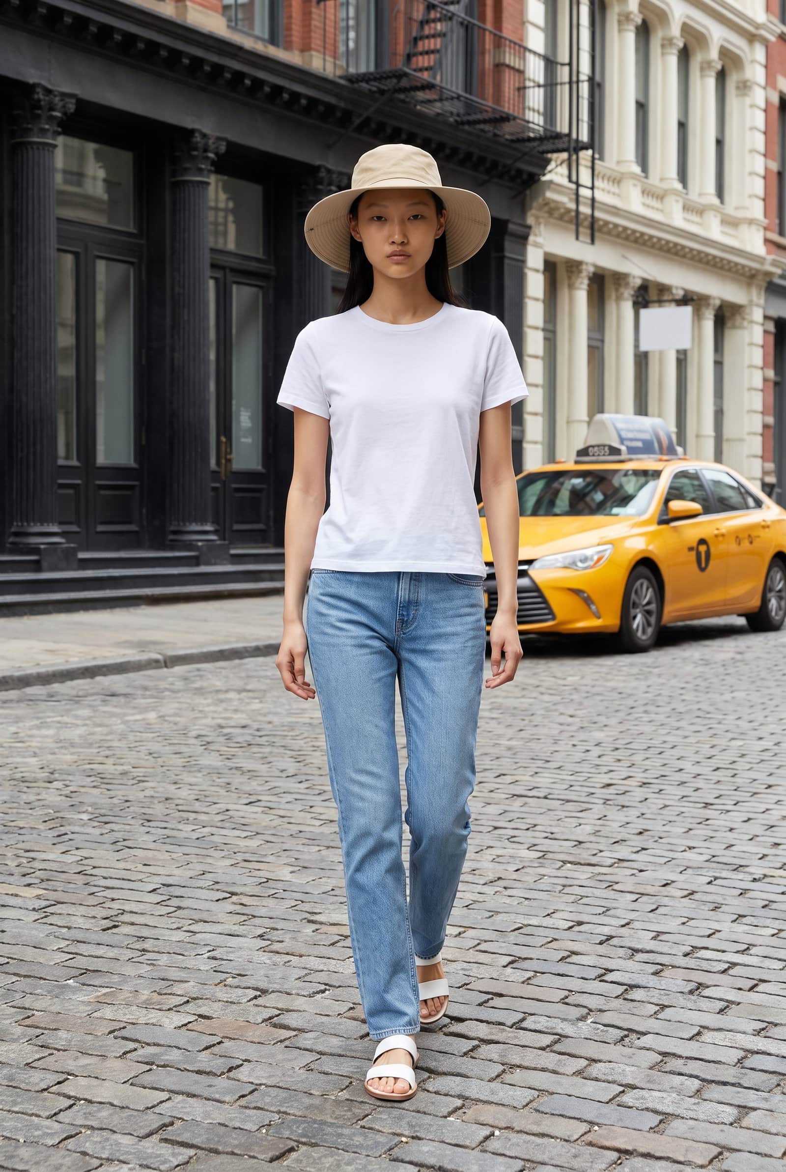 Wide-brim sun hat (straw/boater