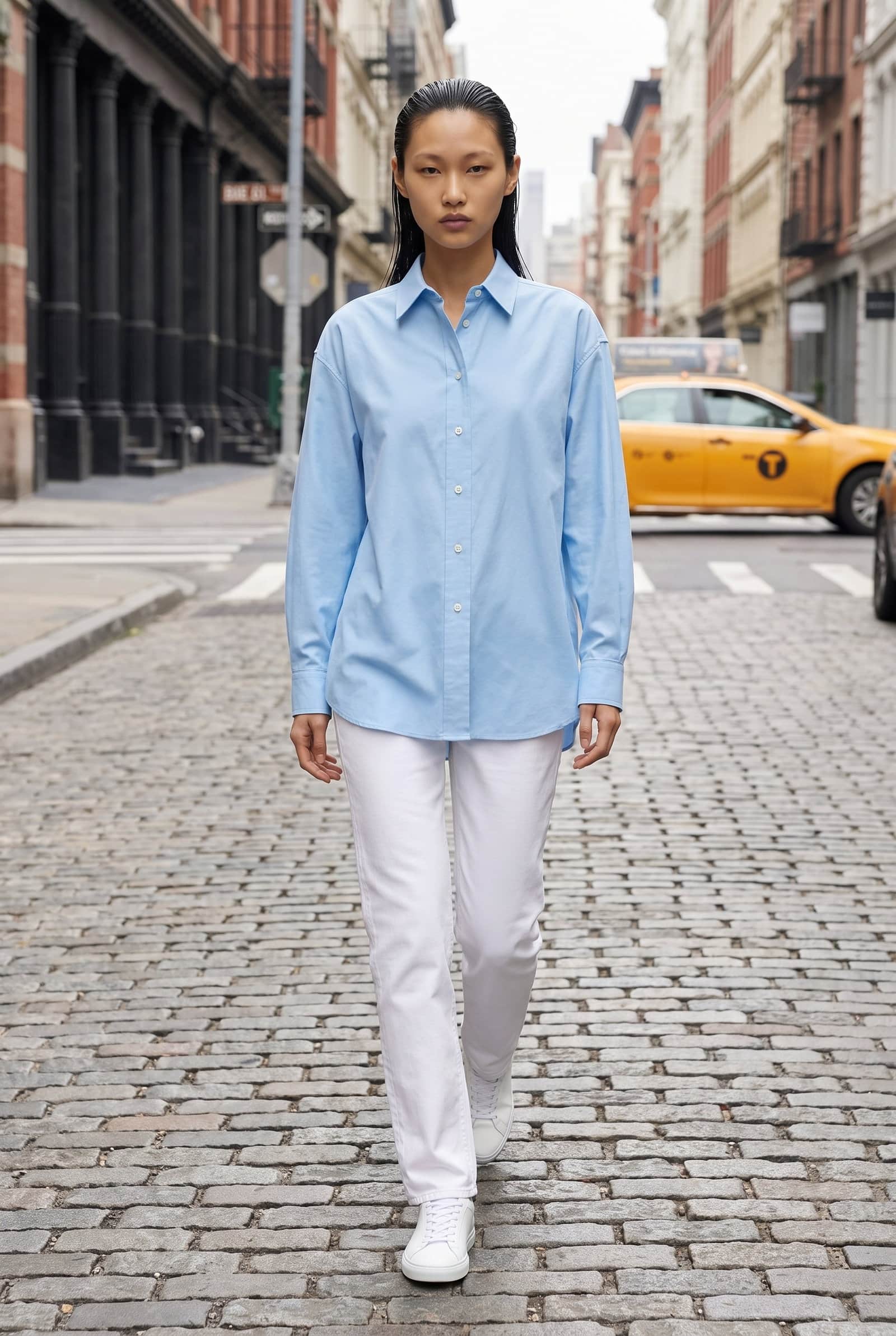 Sky Blue Drop-Shoulder Poplin Shirt