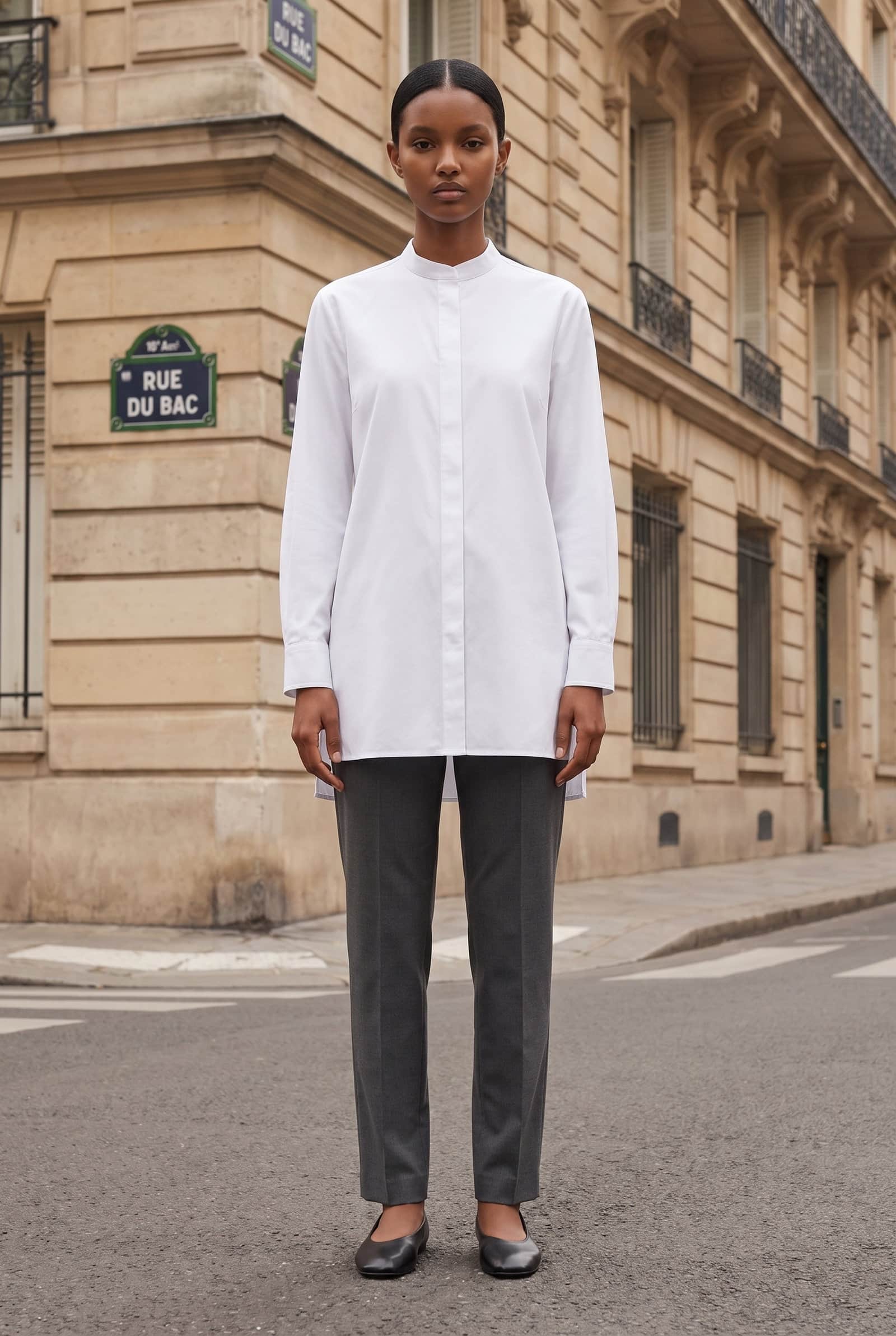 Band Collar Tunic Shirt