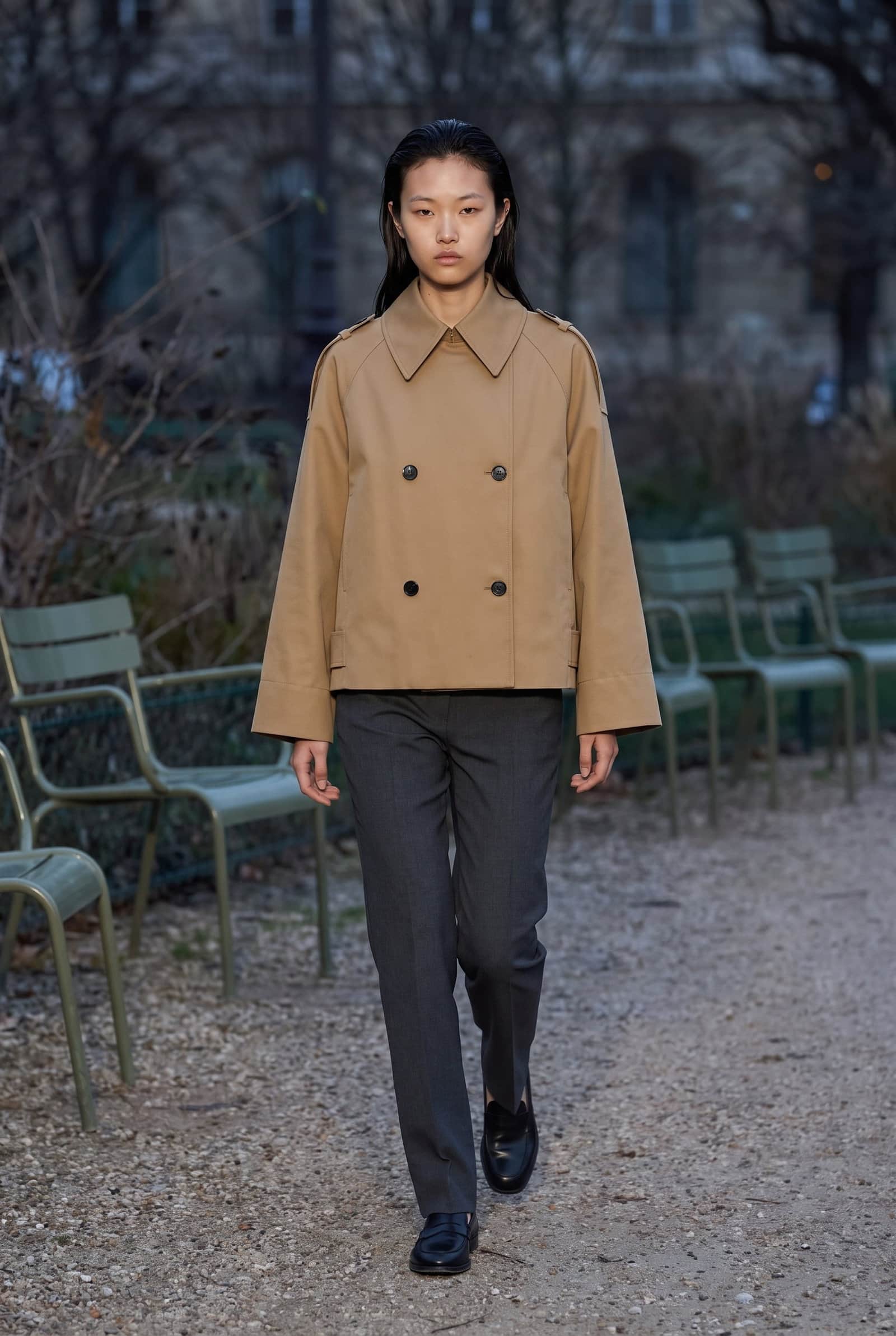 Cropped boxy trench coat