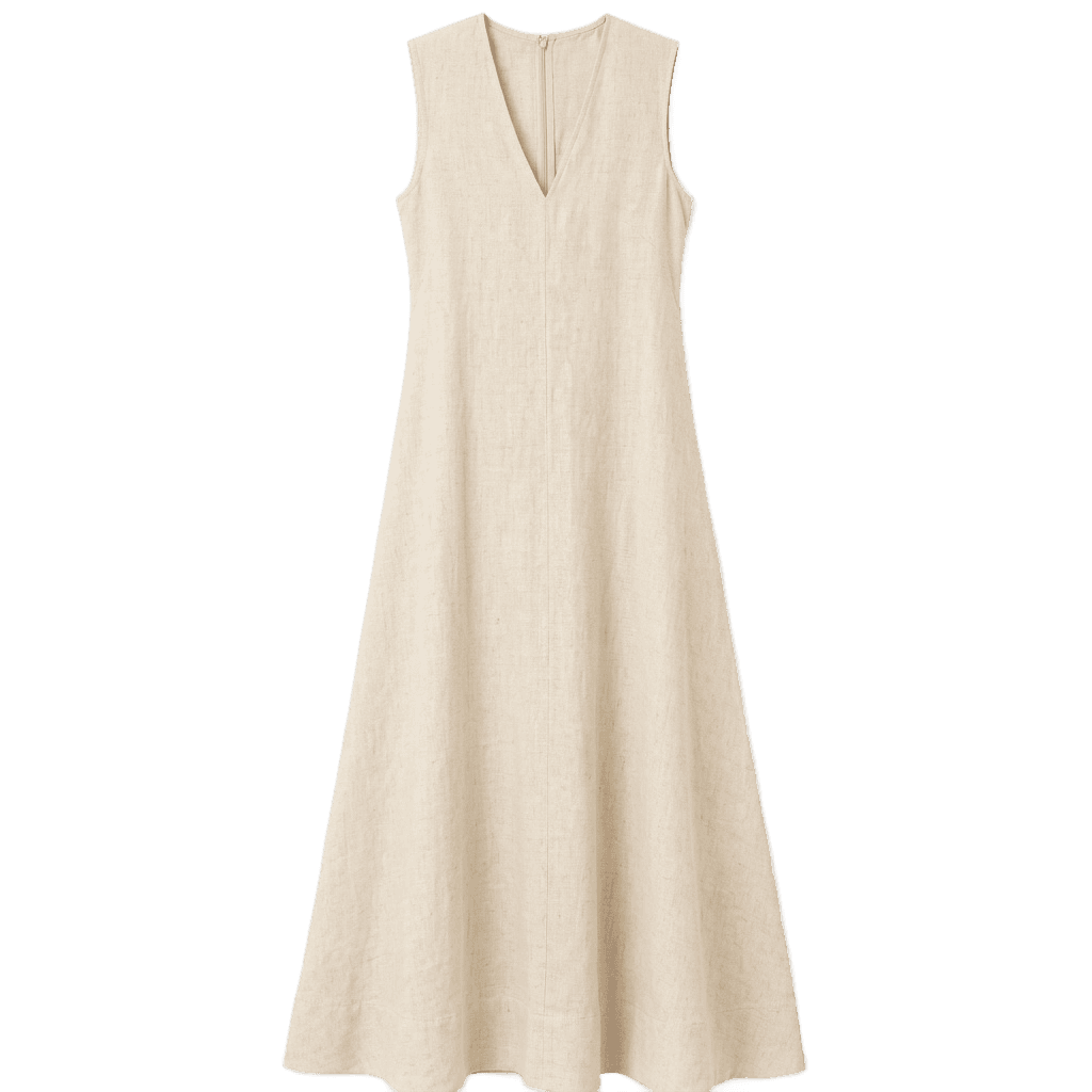 Beige Linen Slip Dress