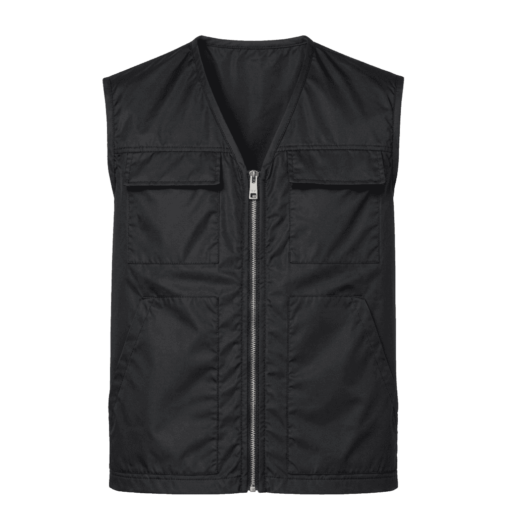 Black V-neck vest with pockets