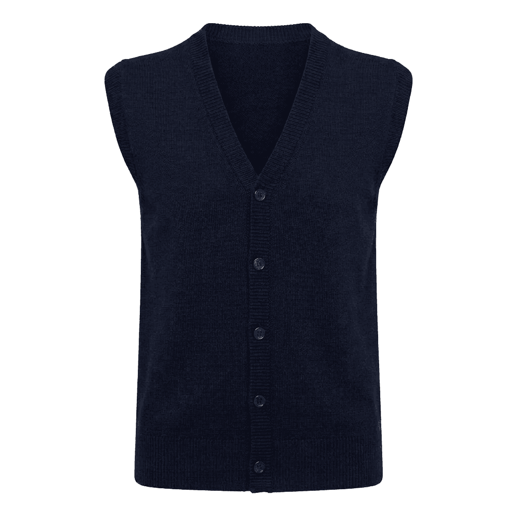 Navy Blue Knit Button-Up Cardigan Vest