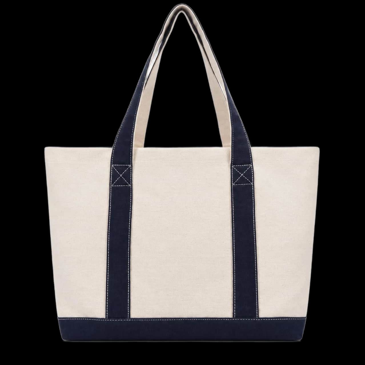 Navy Trim Canvas Tote