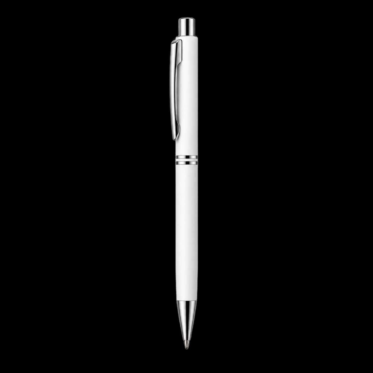 White Chrome-Trim Ballpoint Pen