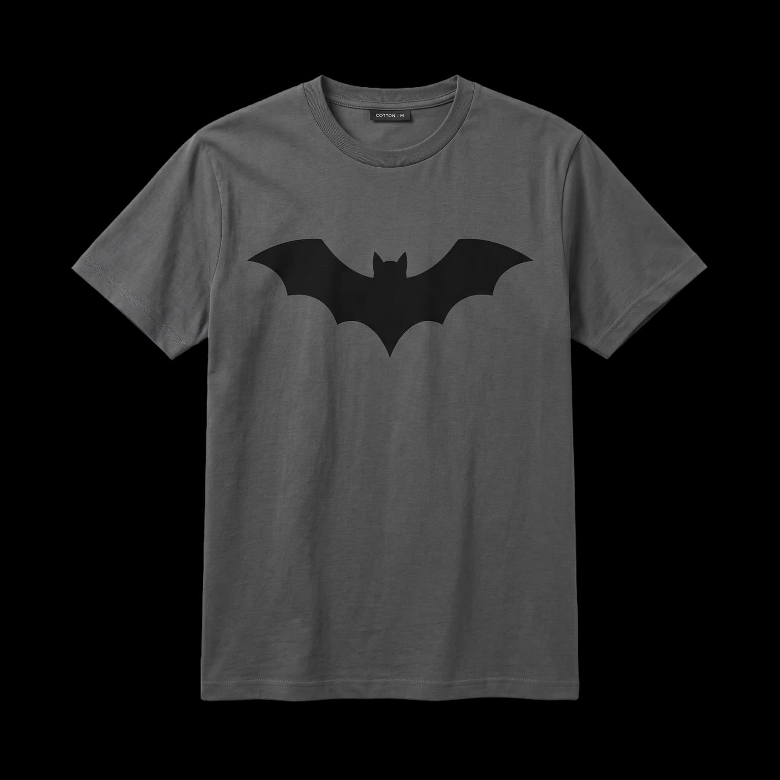 Charcoal t-shirt with a bold bat silhouette print