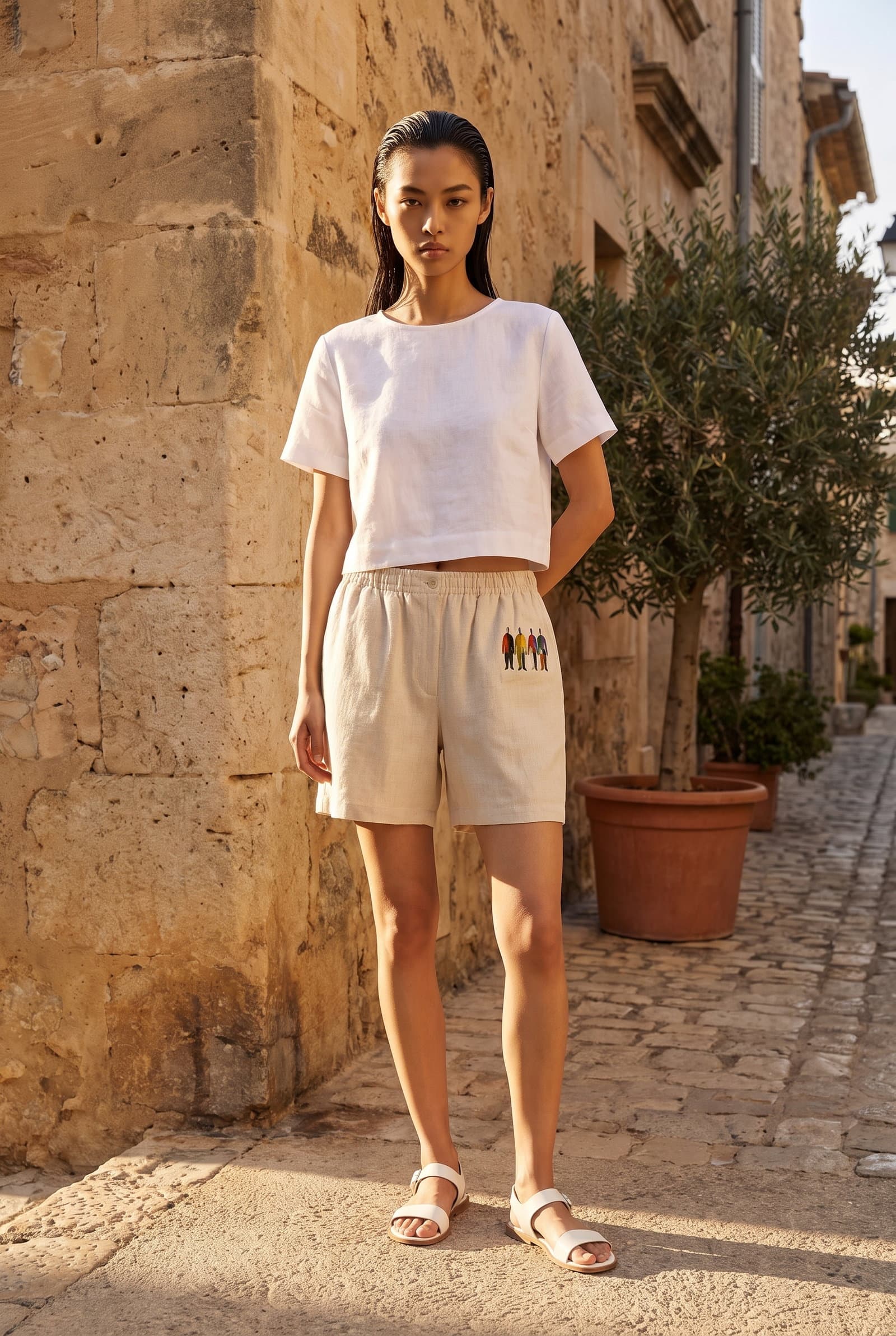 Malevich Cream Shorts