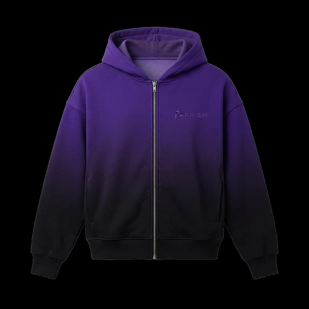 Purple Gradient Boxy Zip-Up Hoodie