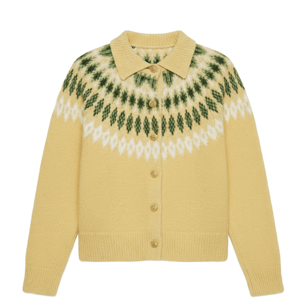 Yellow Fair Isle Knit Cardigan