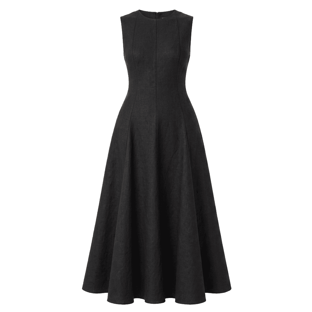 Black Linen Sleeveless Dress
