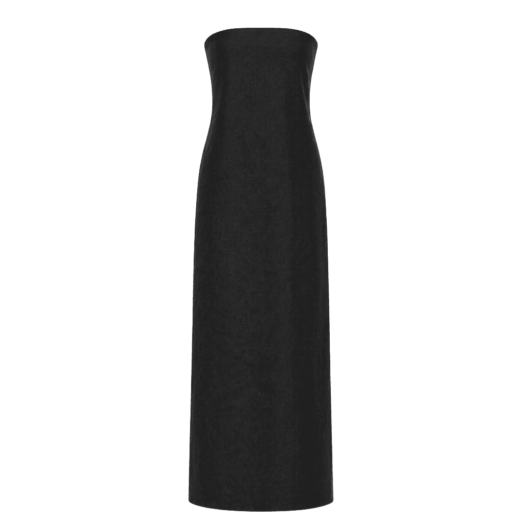 Black Linen Slip Dress