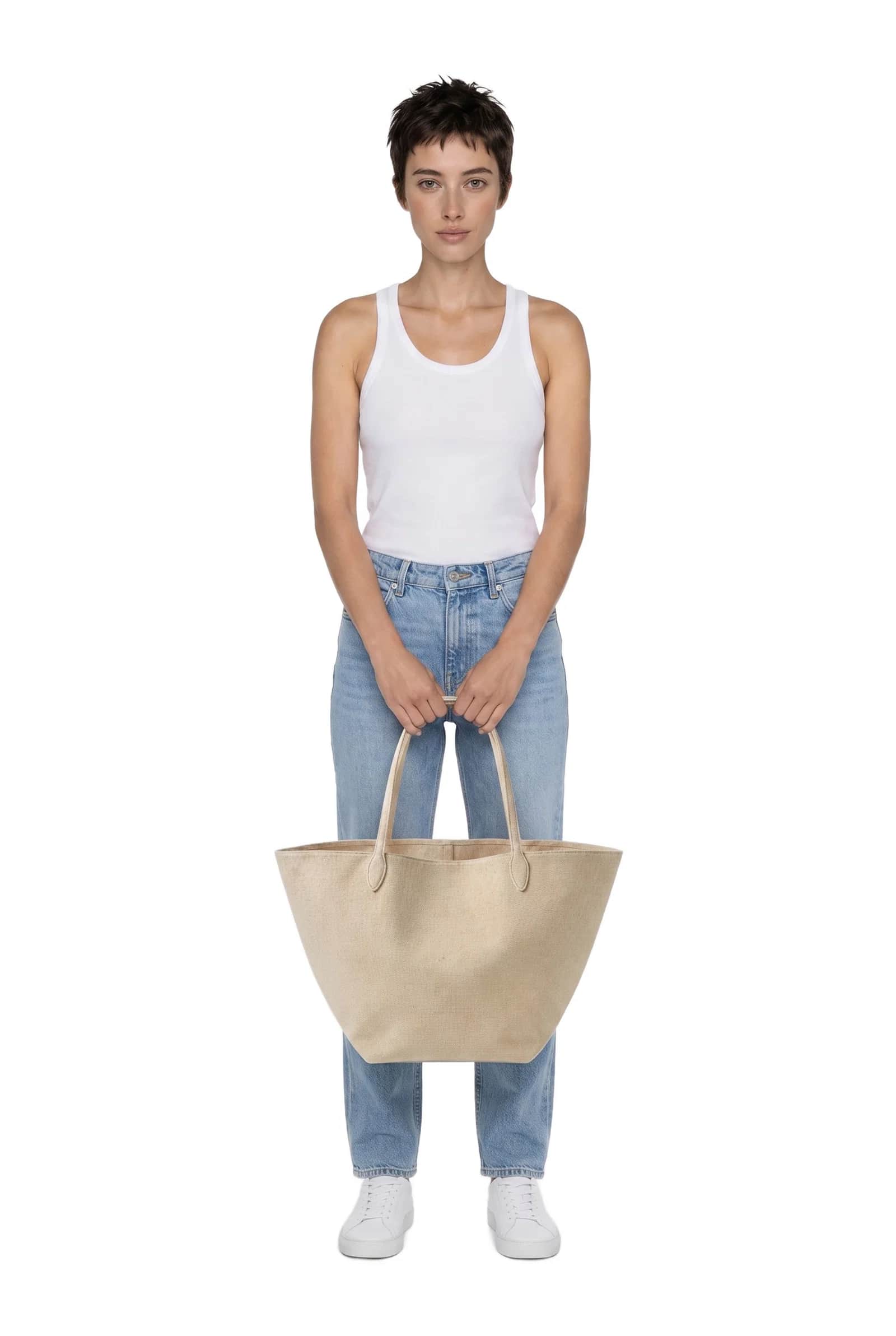 Canvas Basket Tote Bag