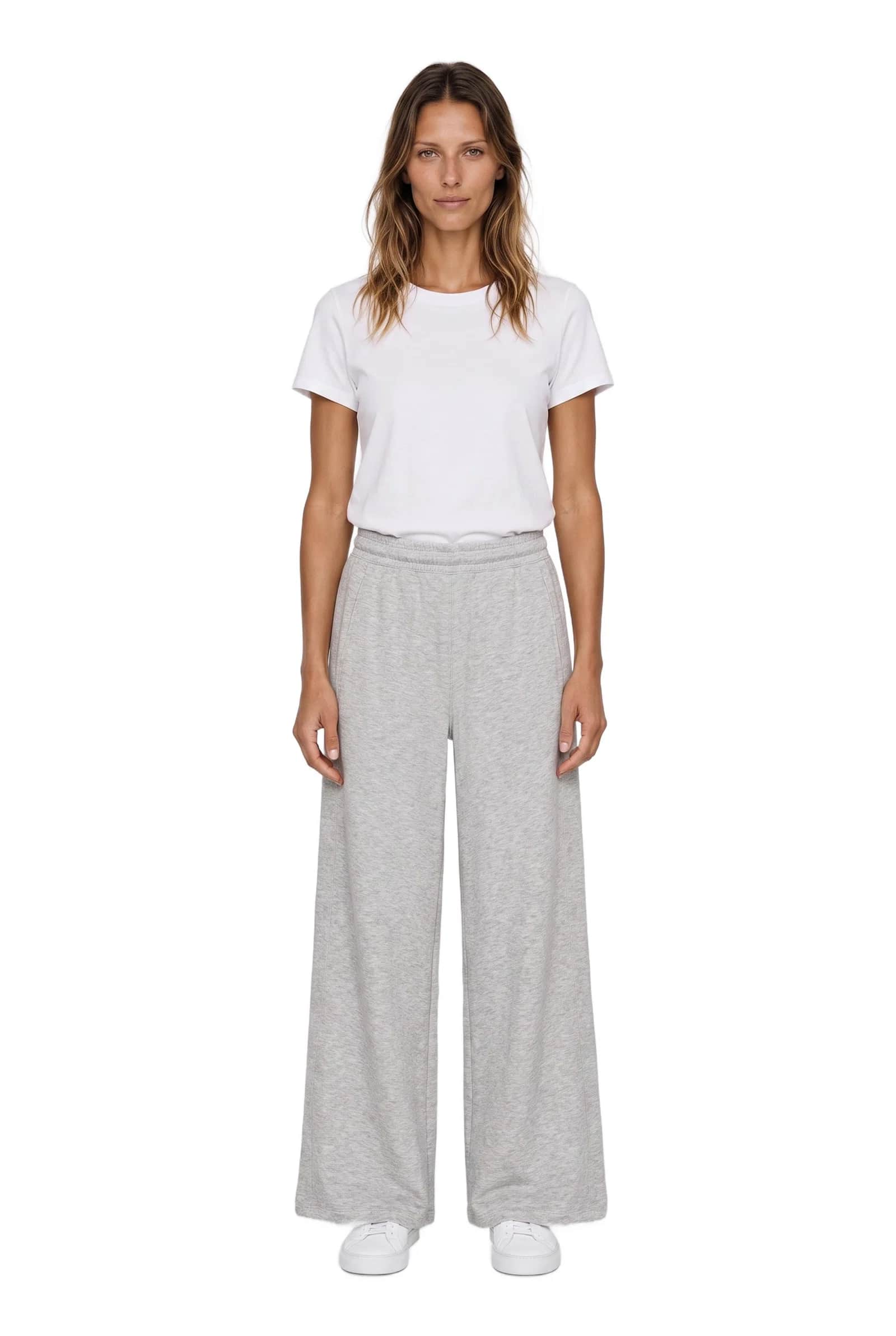 Wide-Leg Heather Grey Sweatpants