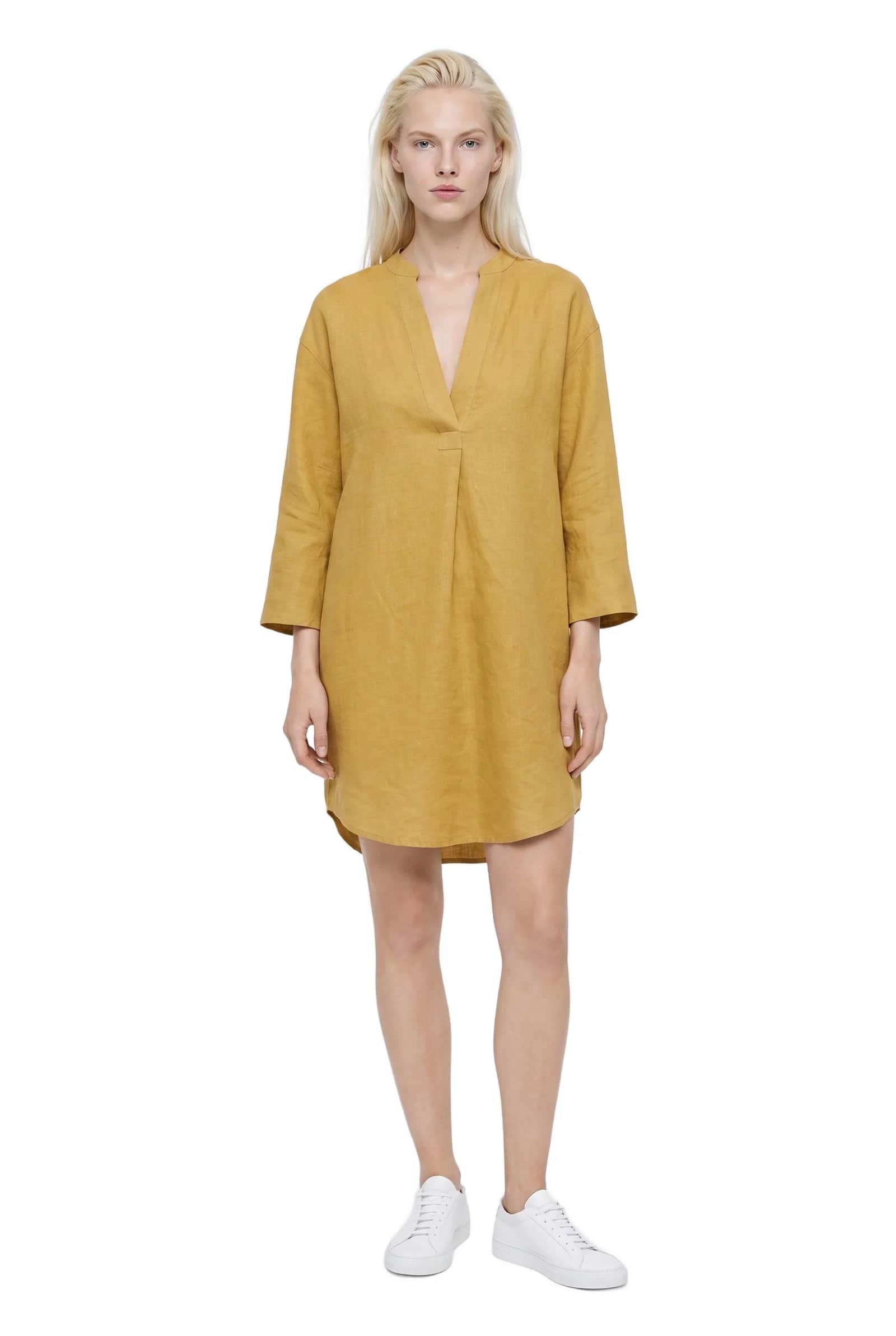 Yellow Linen Tunic Dress