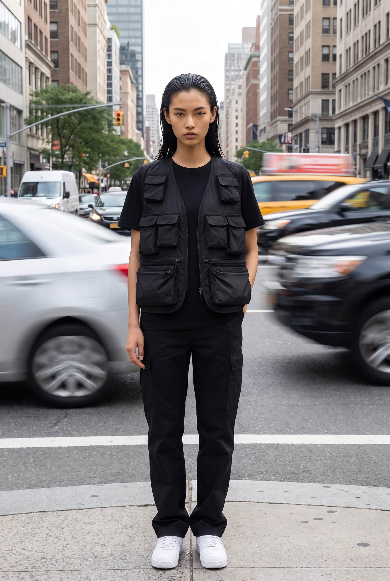 Black Multi-Pocket Utility Vest