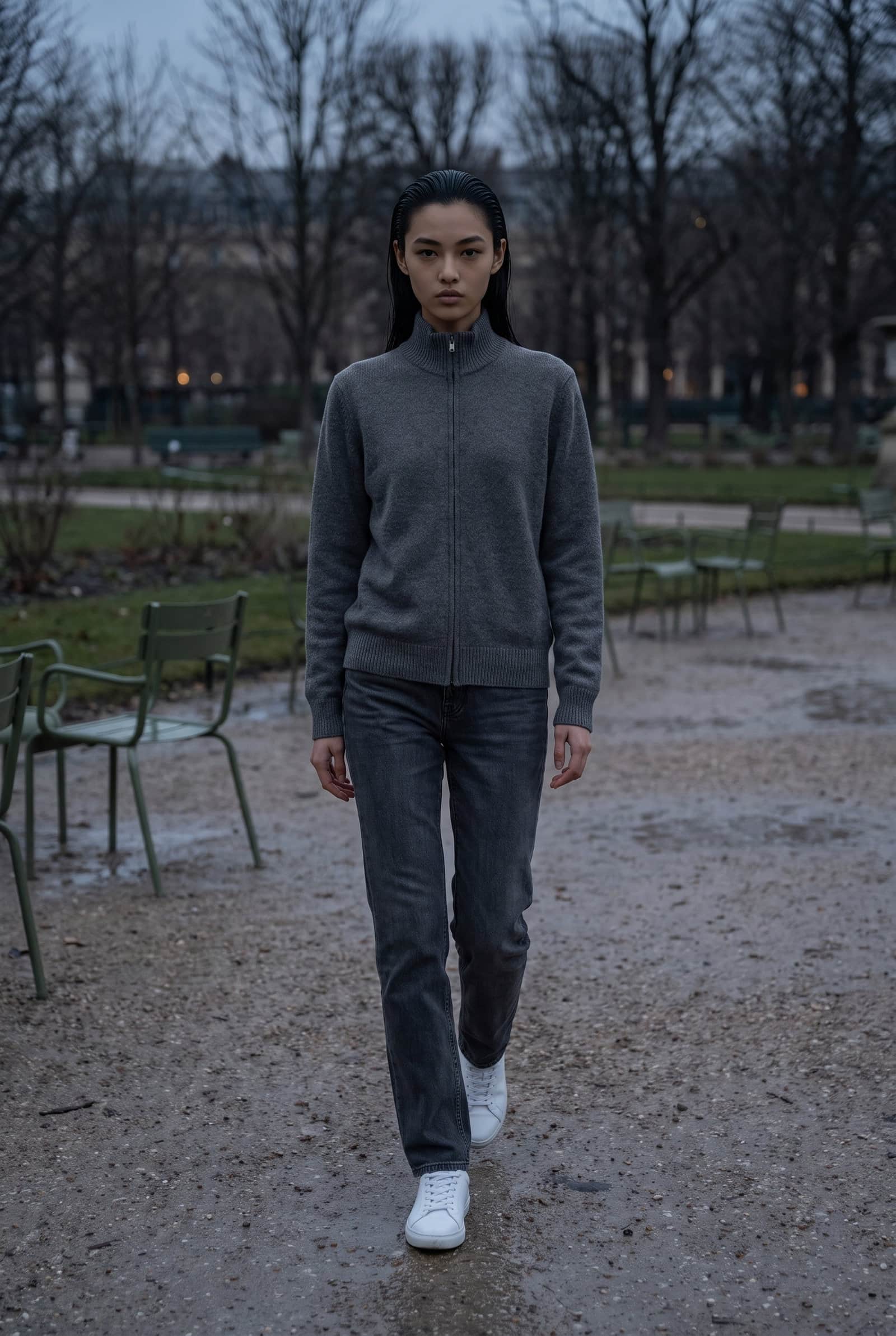 Grey Zip-Up Cardigan