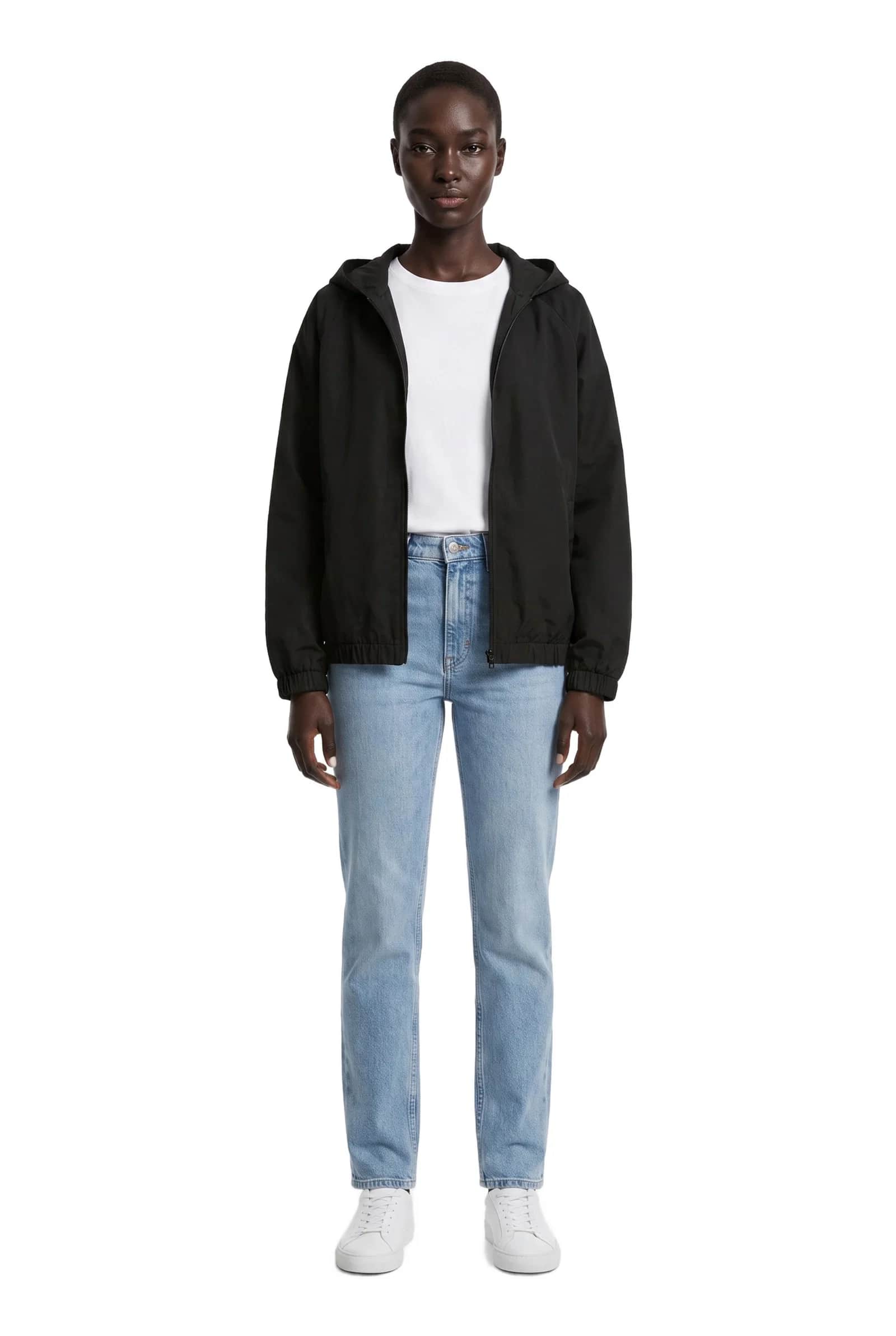 Minimalist Matte Black Hooded Utility Jacket