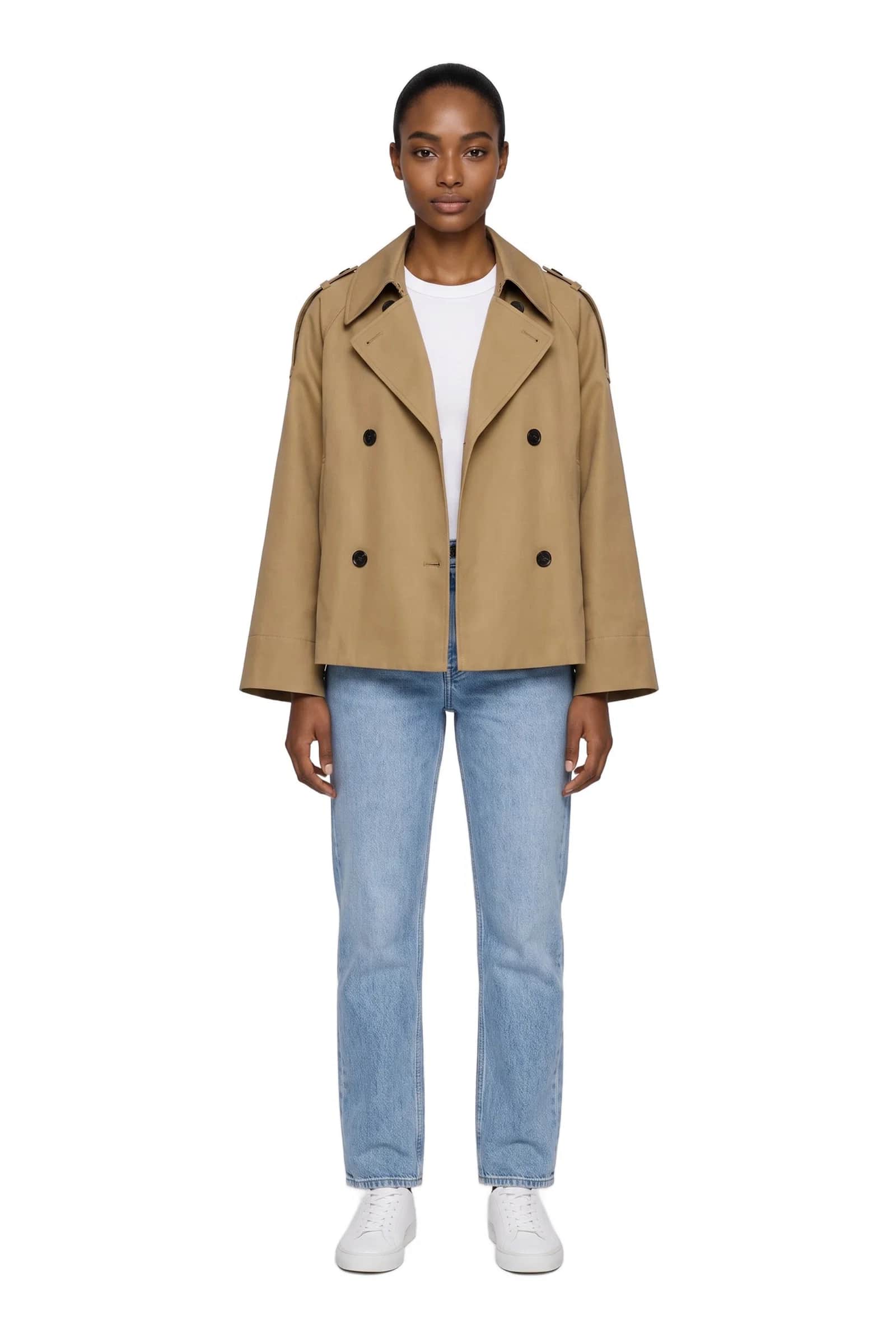 Cropped boxy trench coat