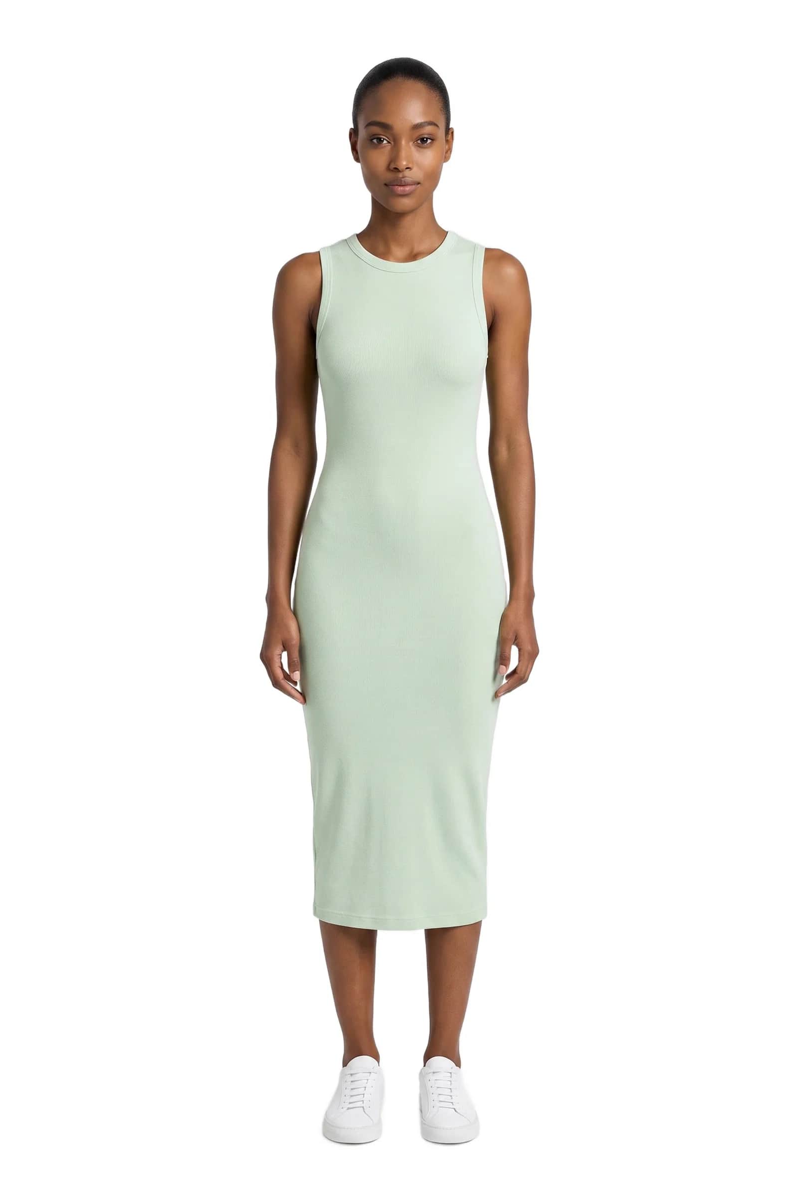 Light Green Ribbed Midi Dress