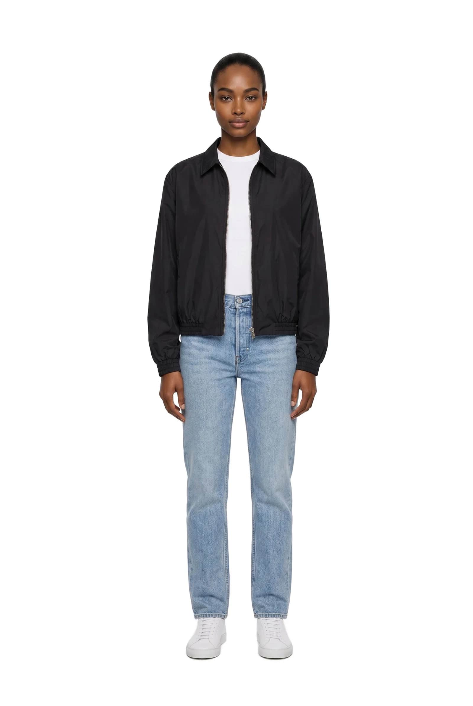 Collared Nylon Harrington Jacket