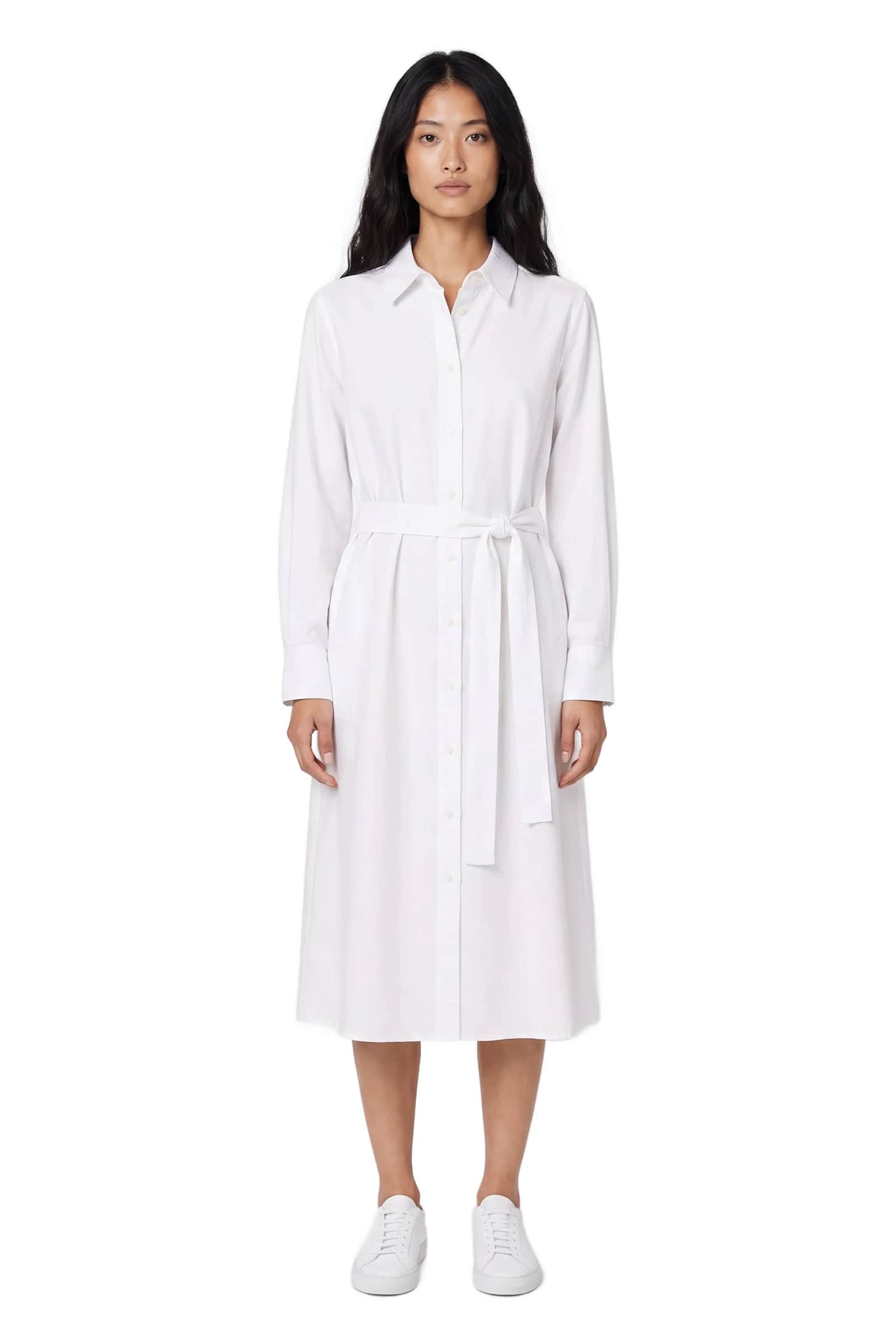 White Belted Shirt Dress