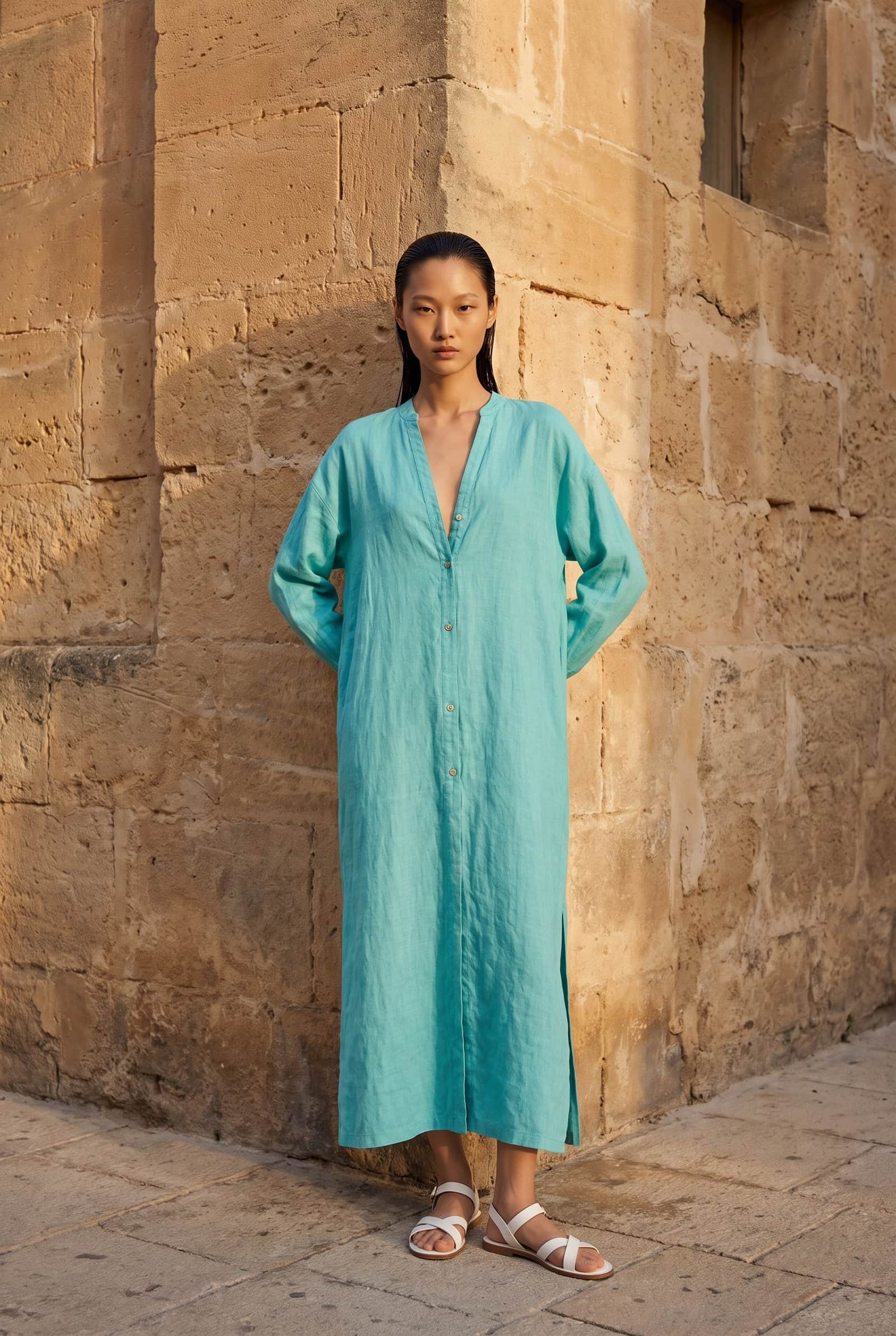 Linen Kaftan Dress