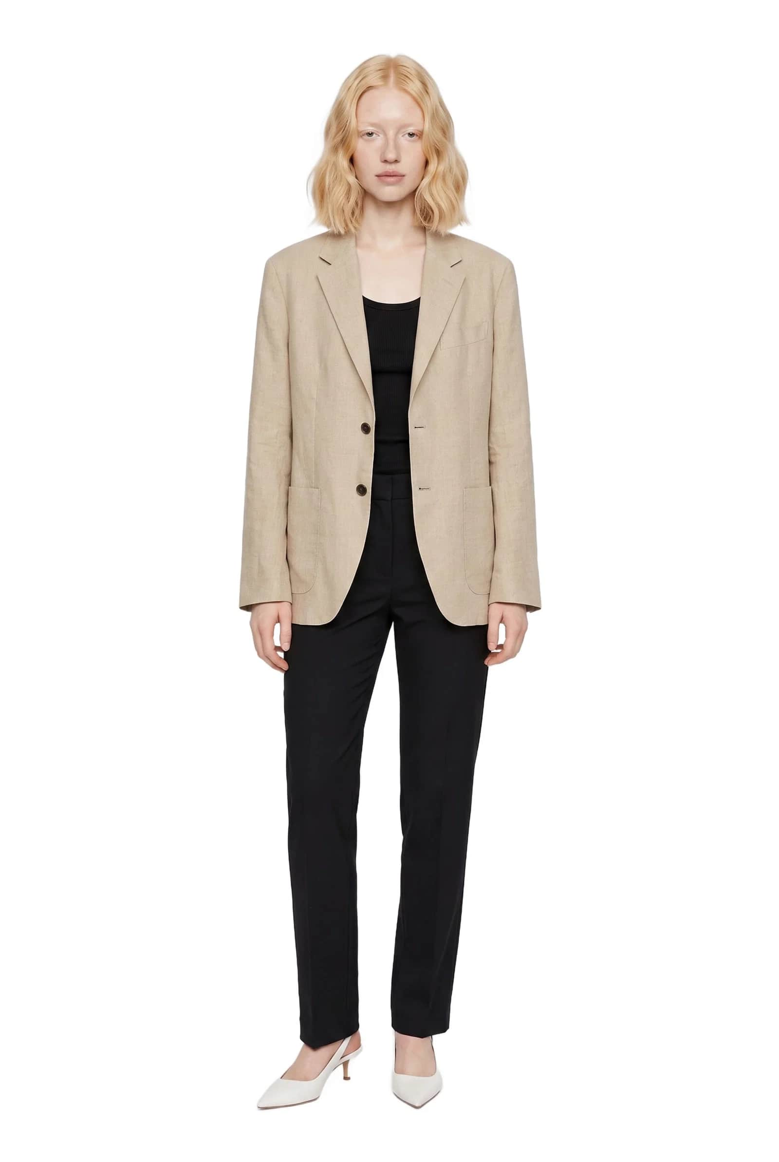 Beige Two-Button Blazer