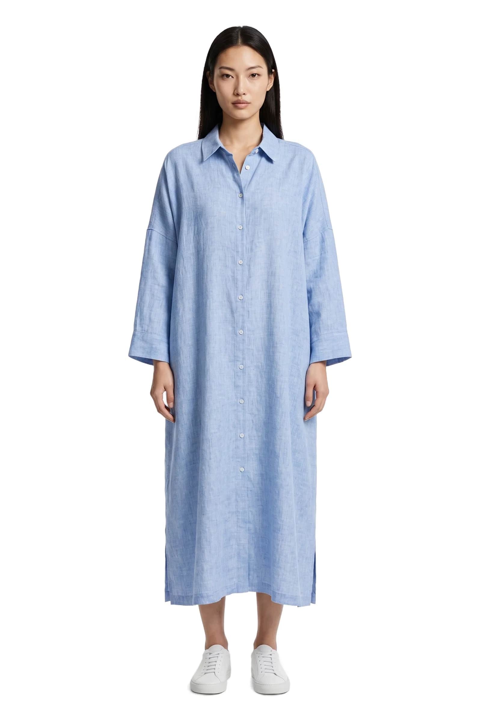 Light Blue Linen Kaftan Dress