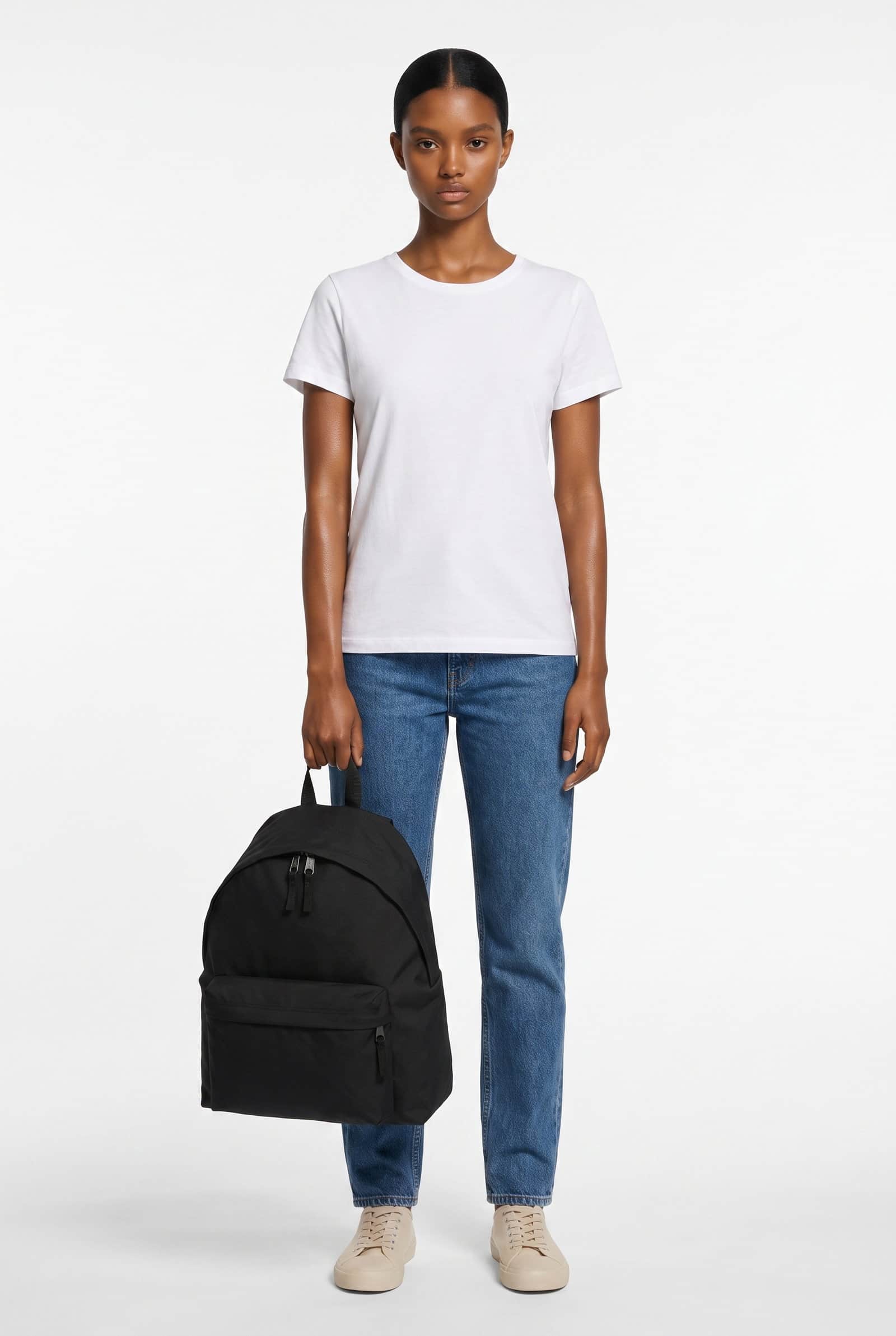 Minimalist Matte Black Daypack with Front Zip Pocket