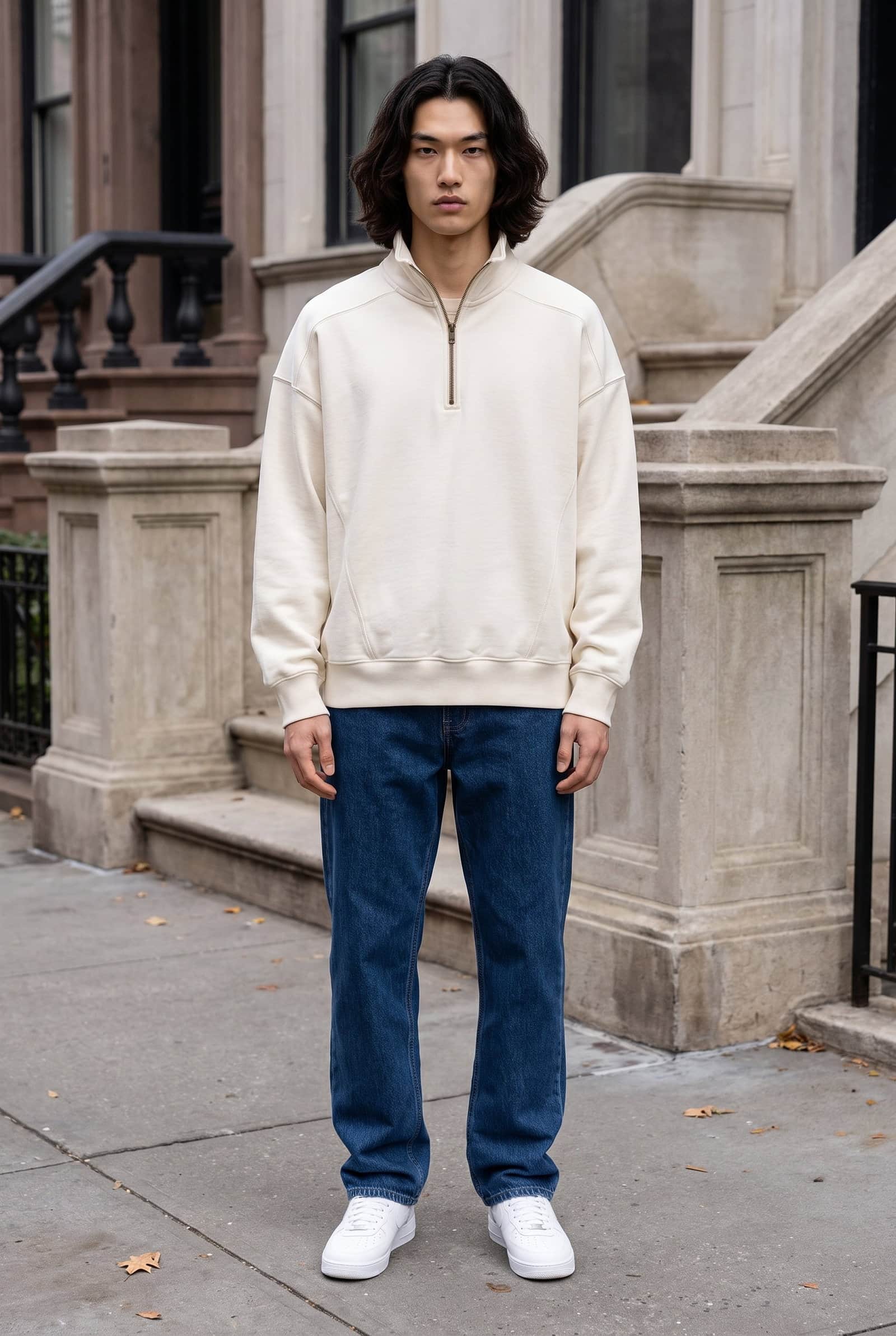 Oversized half-zip sweatshirt