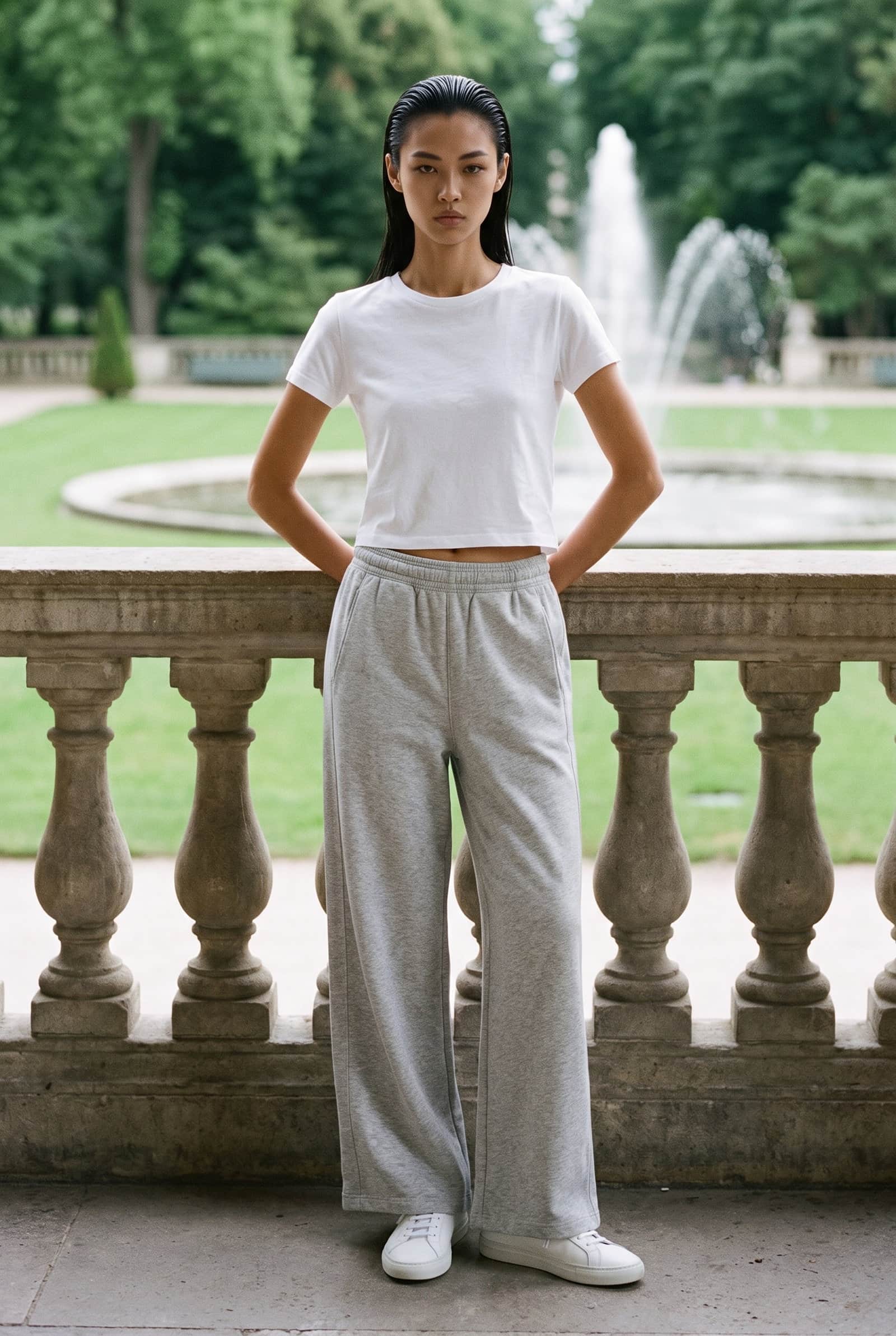 Wide-Leg Heather Grey Sweatpants
