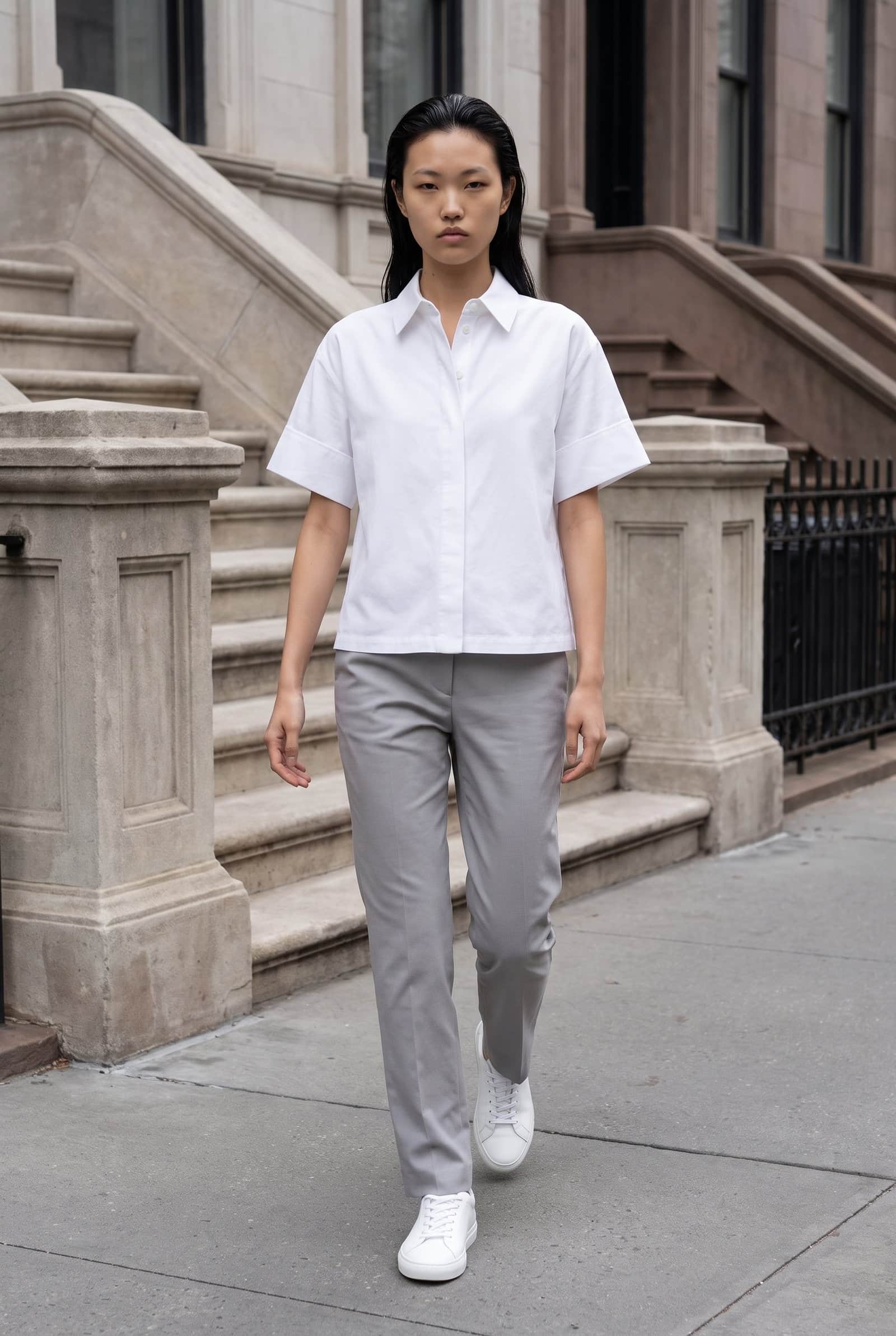 Short Sleeve Poplin Button-up