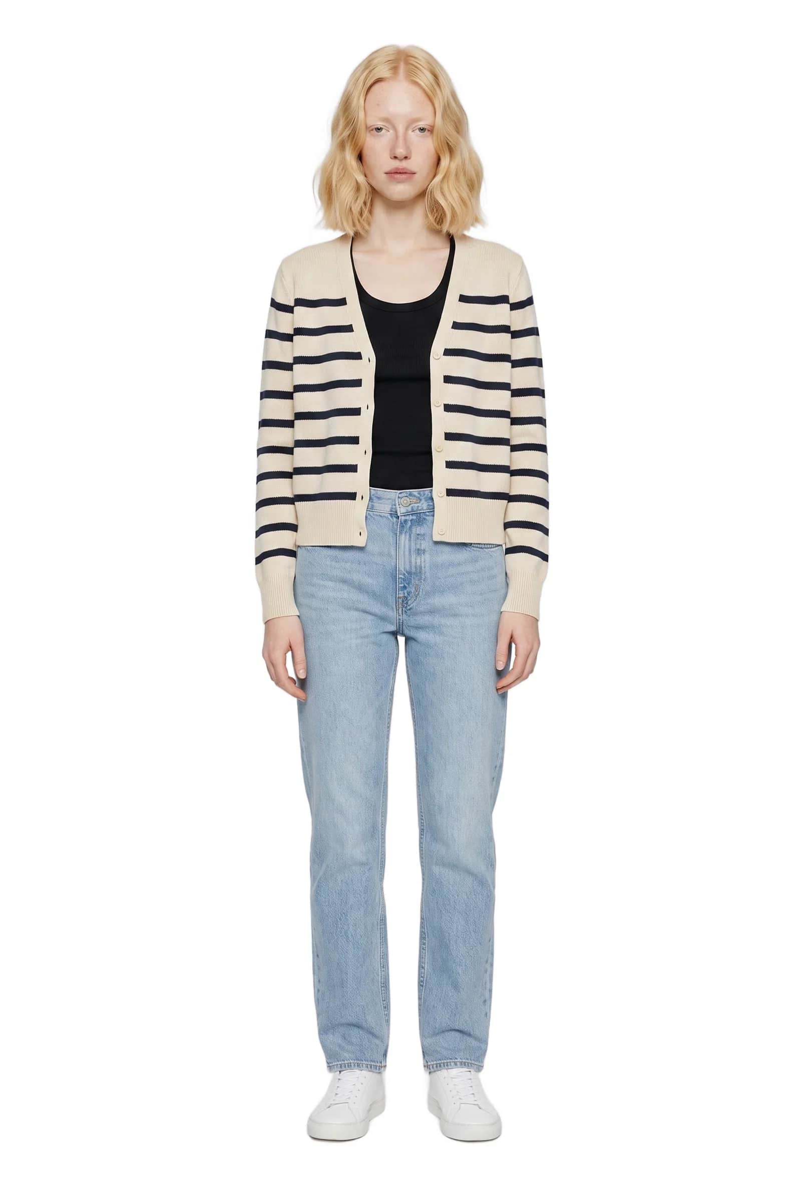 Striped Crew Neck Cardigan