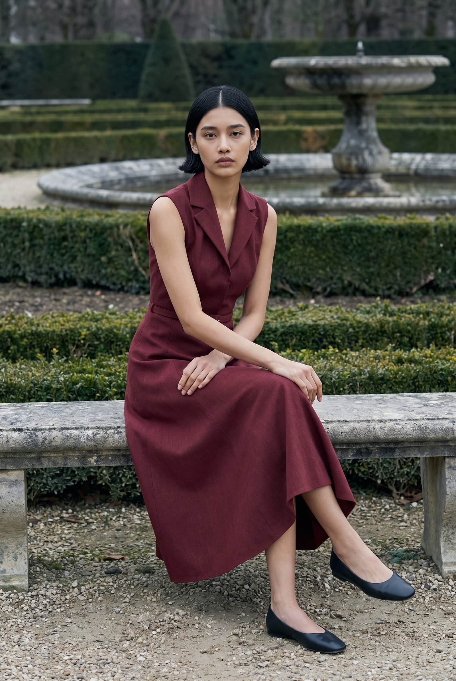 Lighter Bordeaux Collared Dress