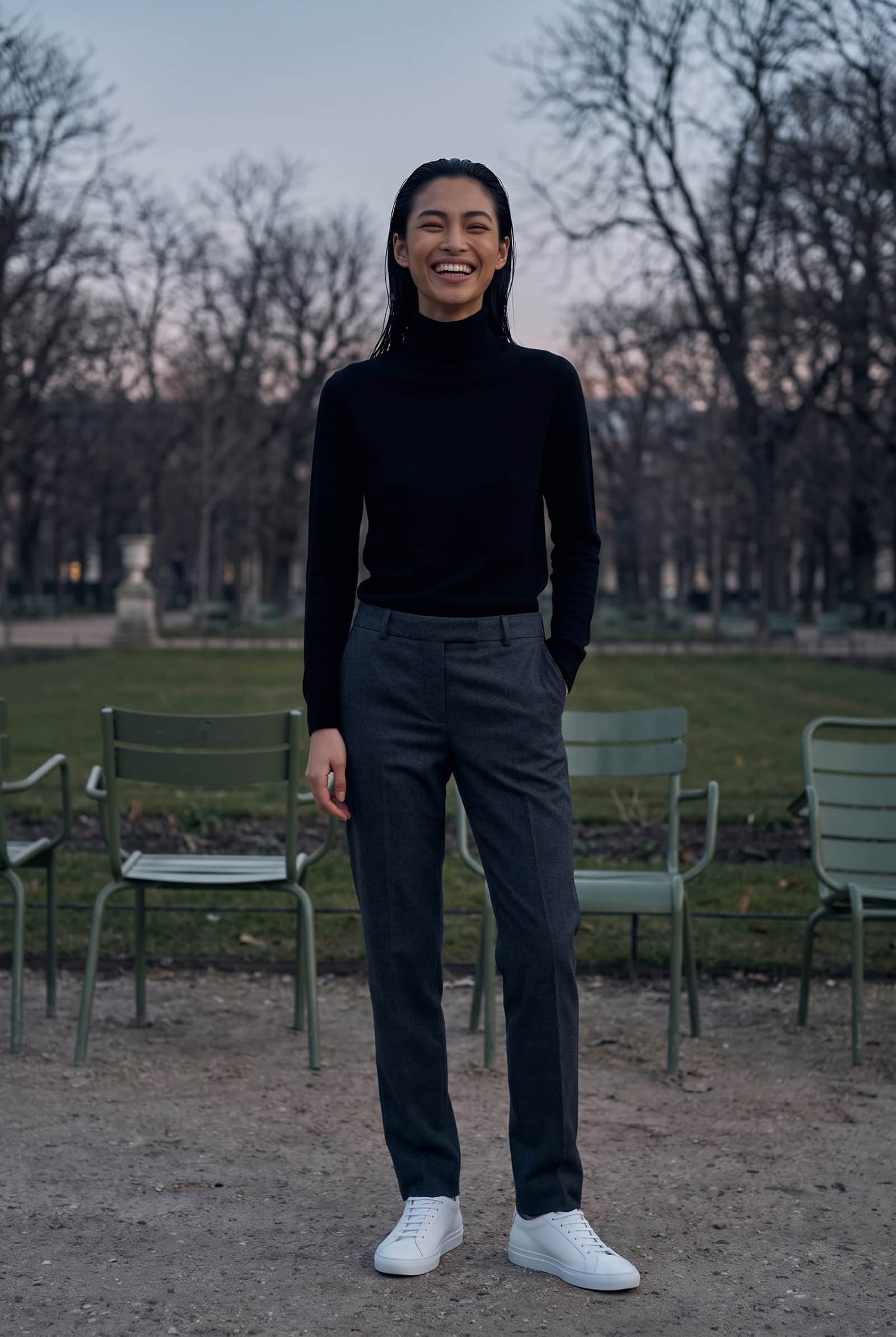 Black Slim-Fit Fine-Knit Turtleneck