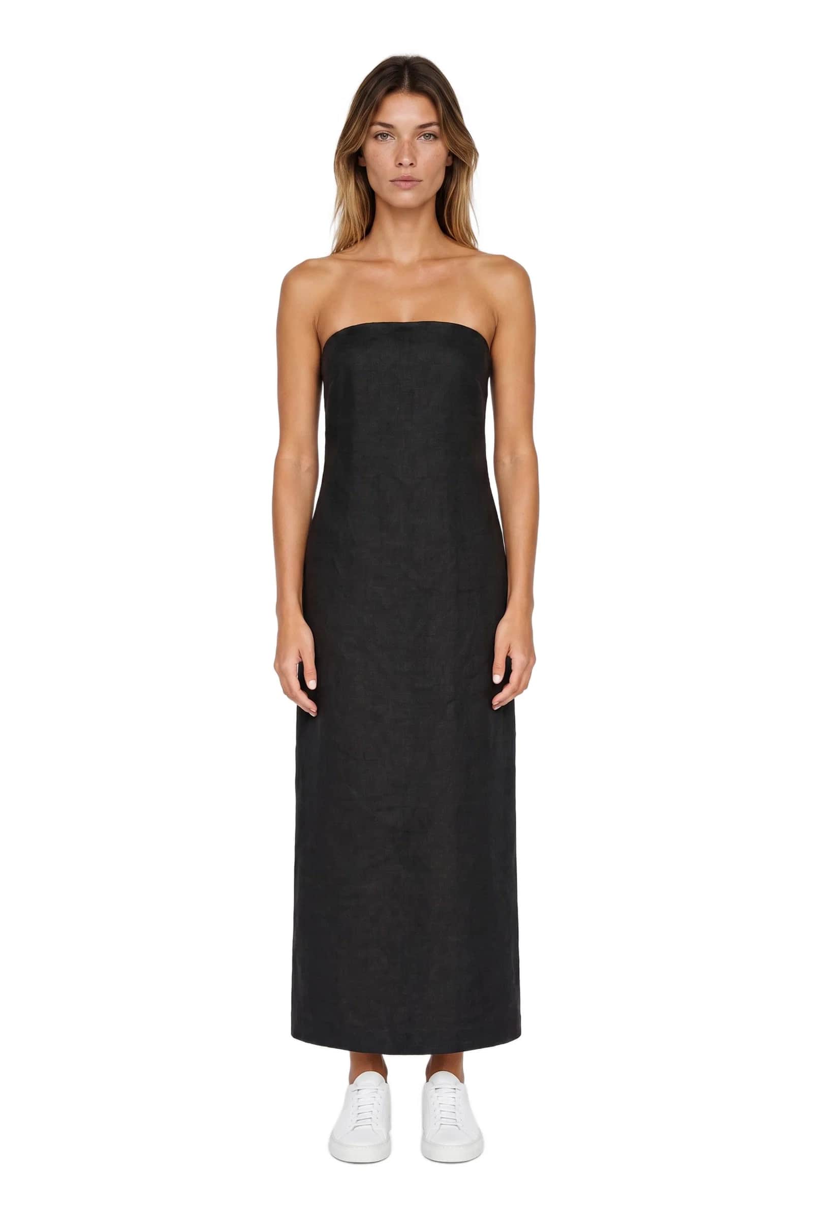 Black Linen Slip Dress