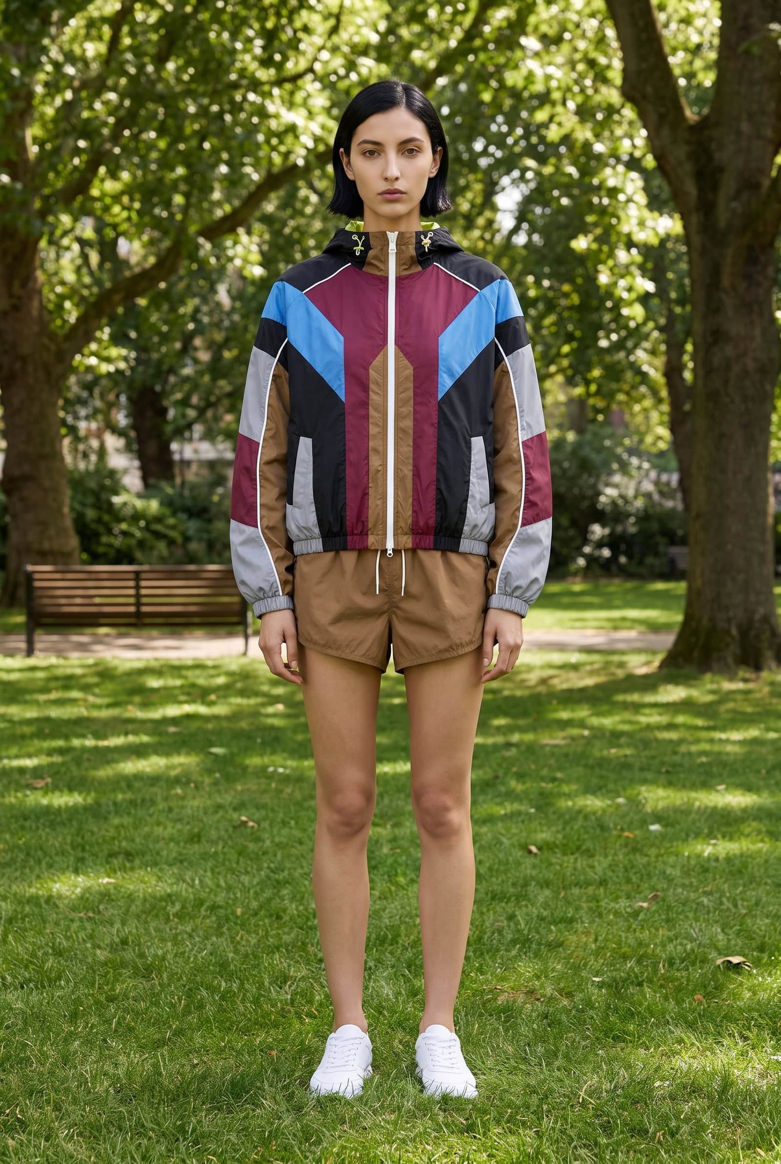 Color-Blocked Hooded Jacket