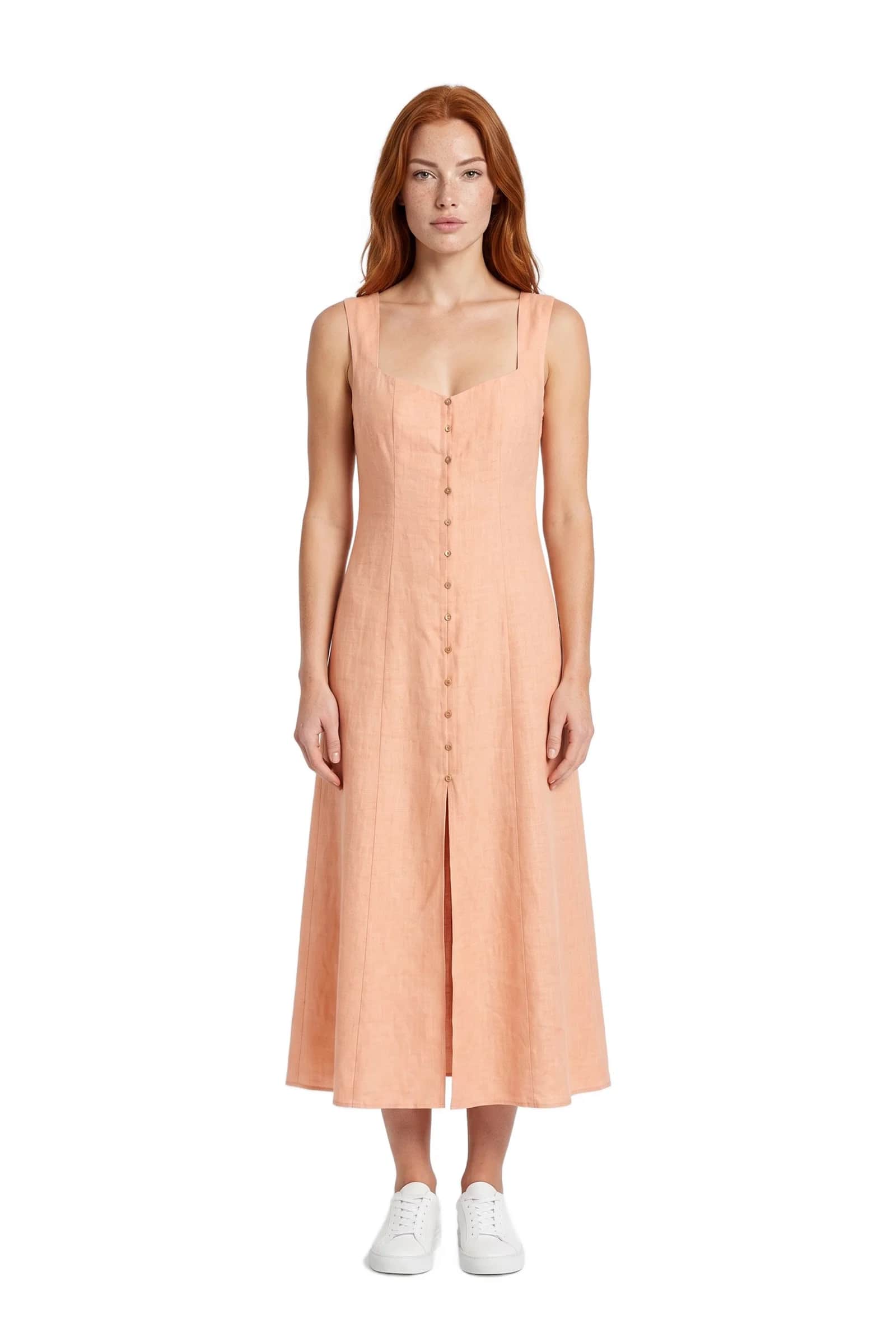 Peach Linen Slip Dress