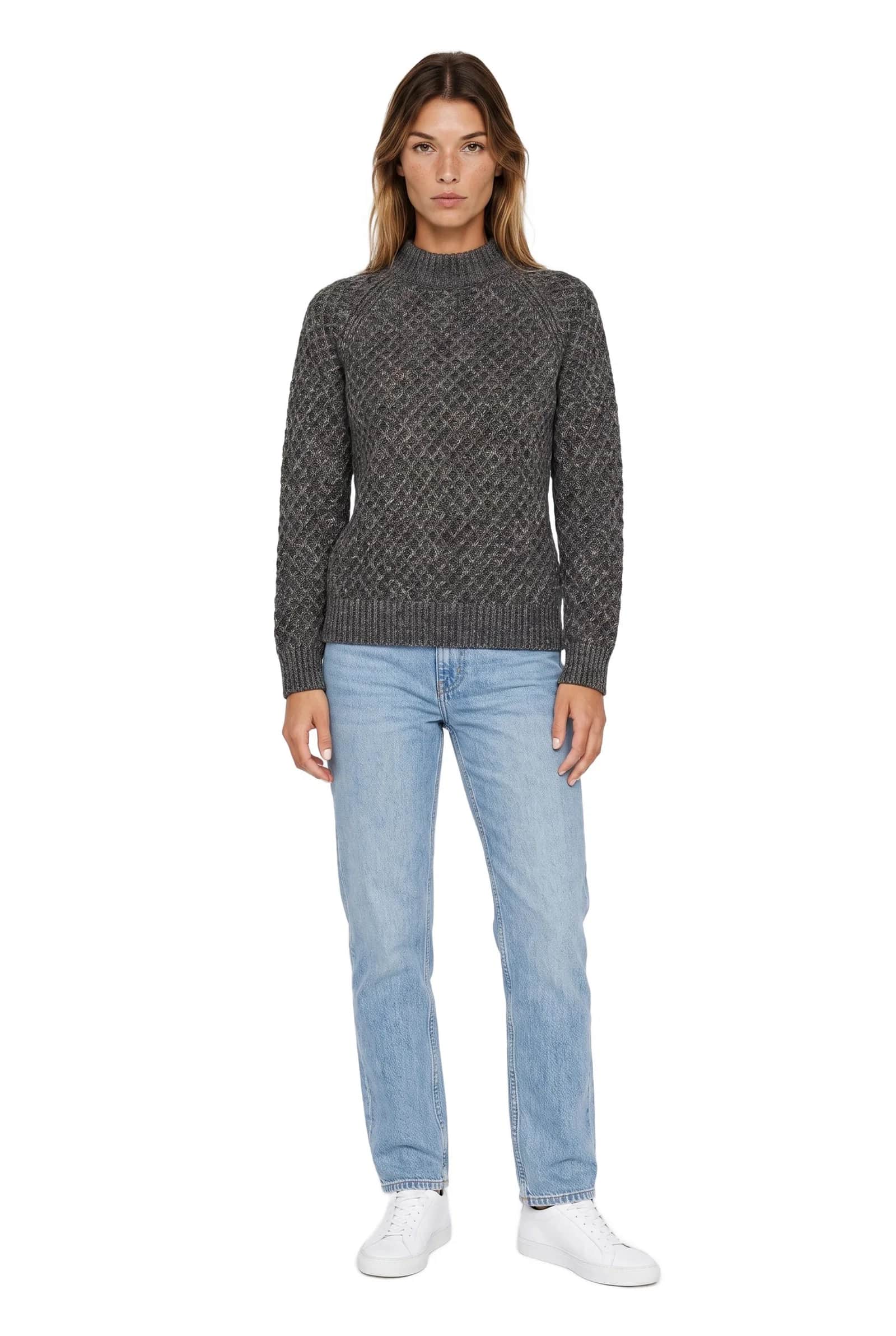 Waffle Knit Mock Neck